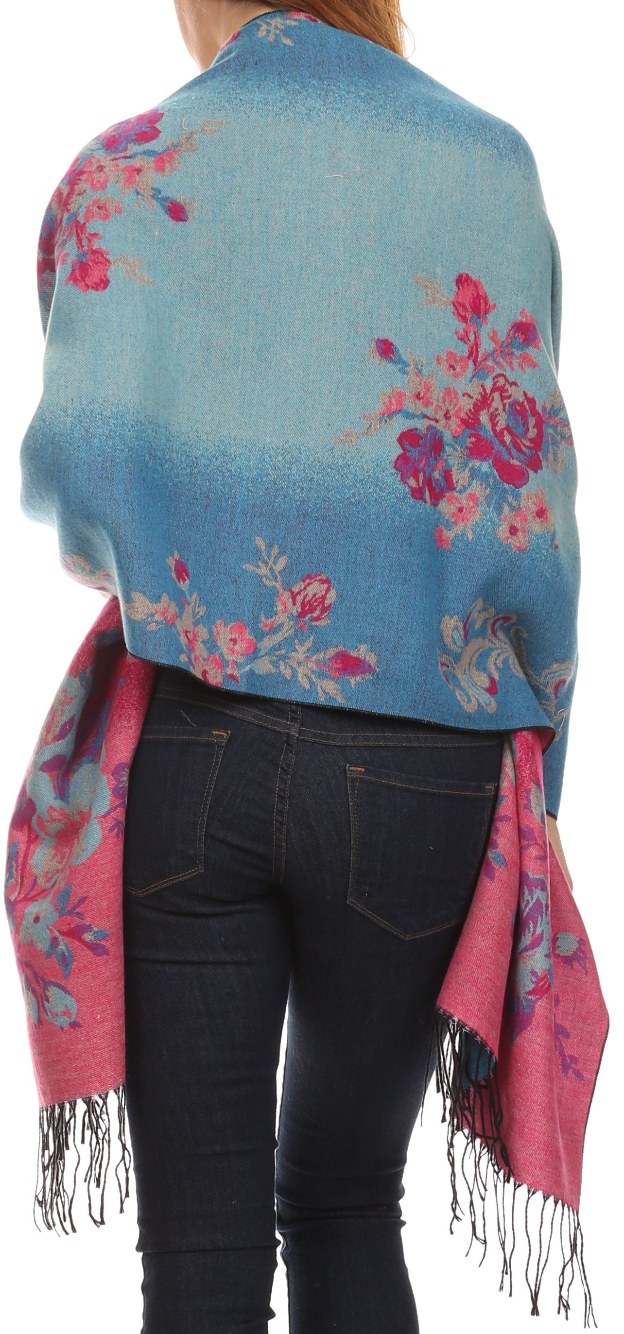 Sakkas Ontario double layer floral Pashmina/ Shawl/ Wrap/ Stole with fringe - Concordia Style Boutique