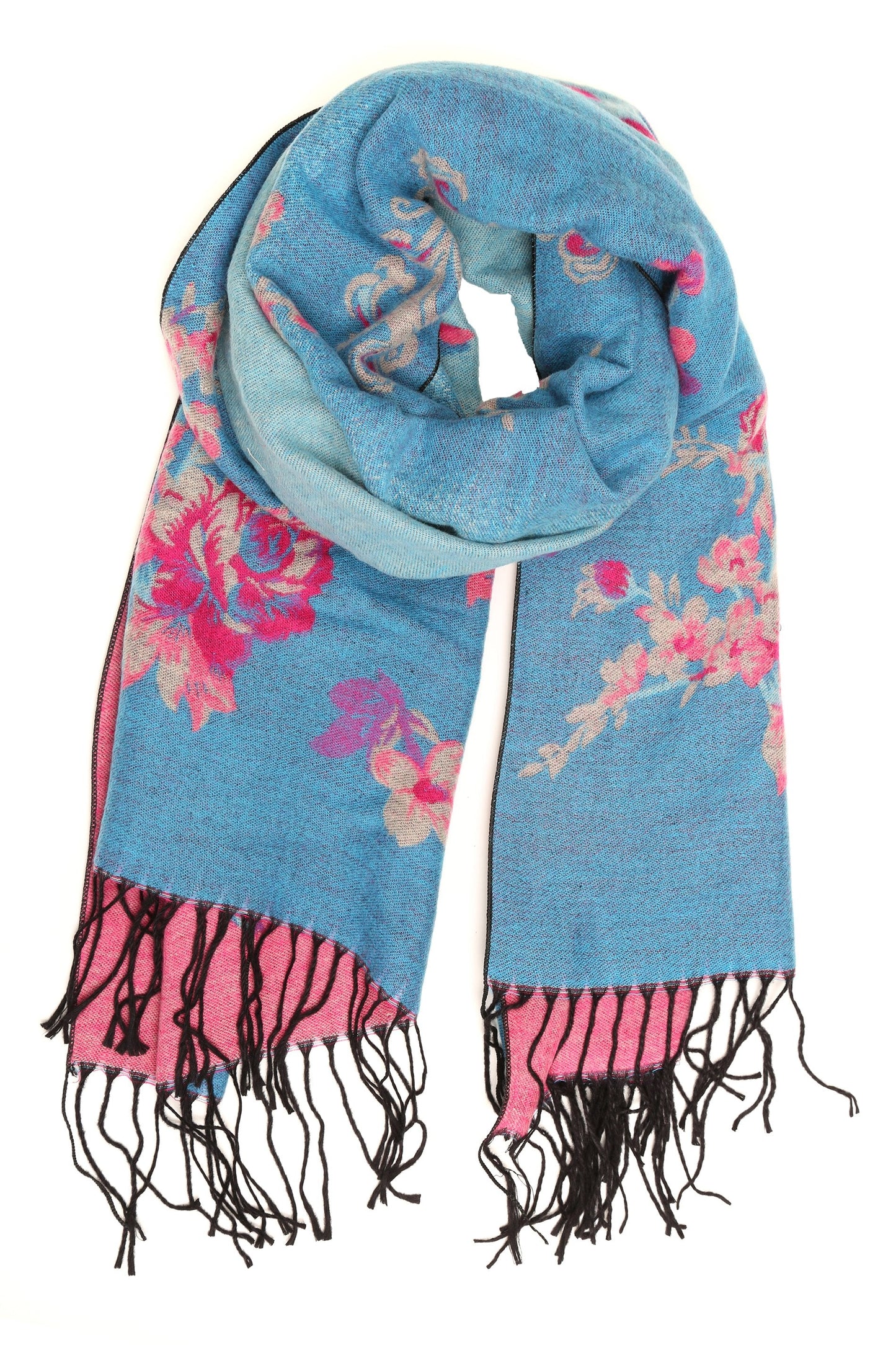Sakkas Ontario double layer floral Pashmina/ Shawl/ Wrap/ Stole with fringe - Concordia Style Boutique
