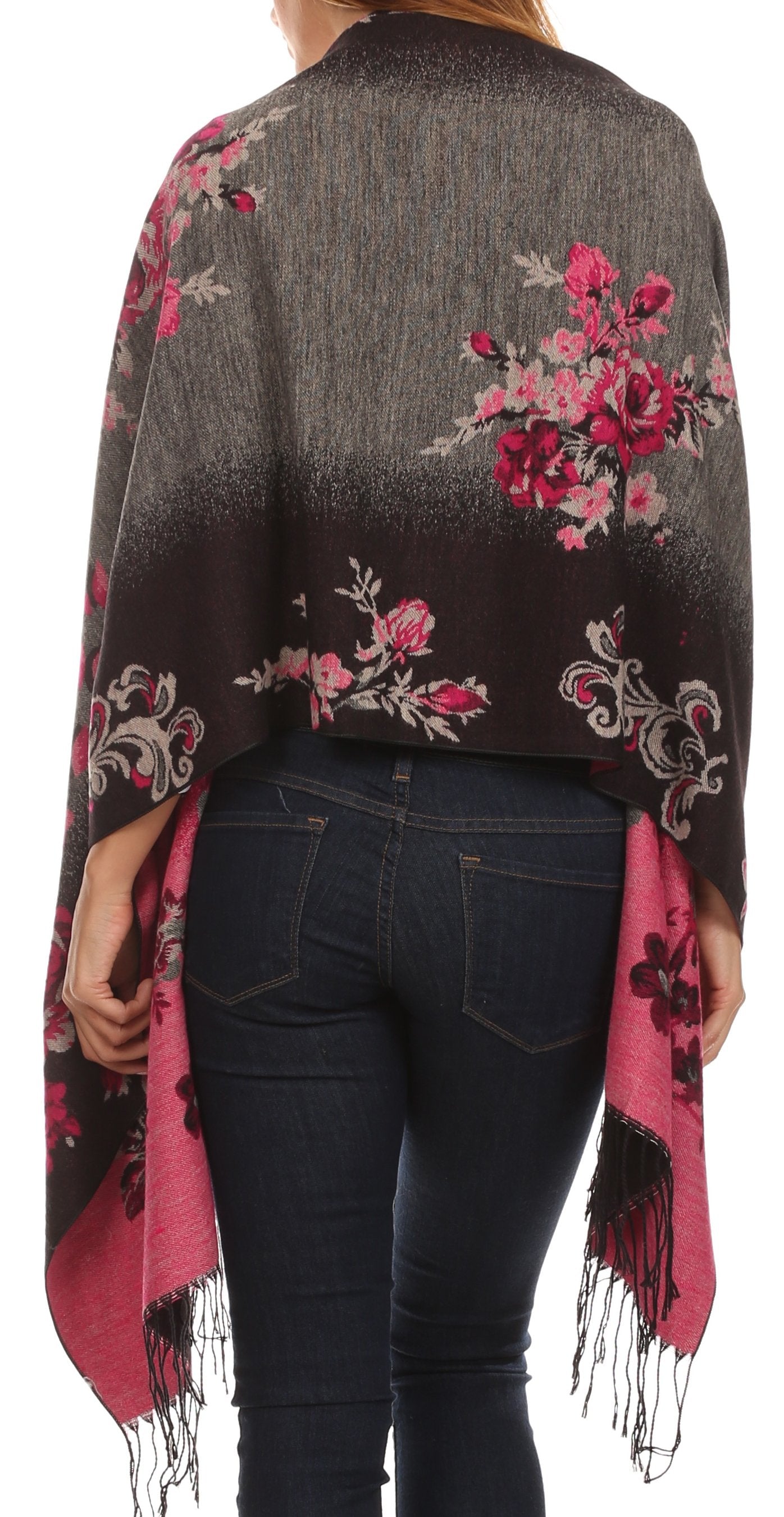 Sakkas Ontario double layer floral Pashmina/ Shawl/ Wrap/ Stole with fringe - Concordia Style Boutique