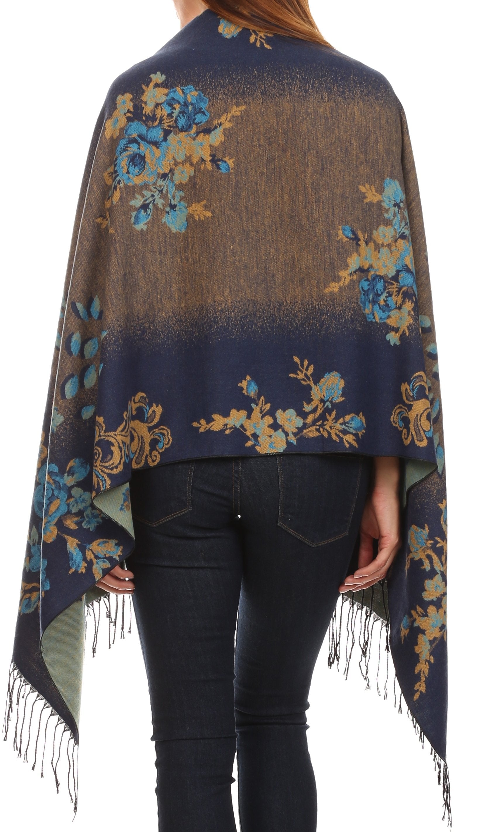 Sakkas Ontario double layer floral Pashmina/ Shawl/ Wrap/ Stole with fringe - Concordia Style Boutique