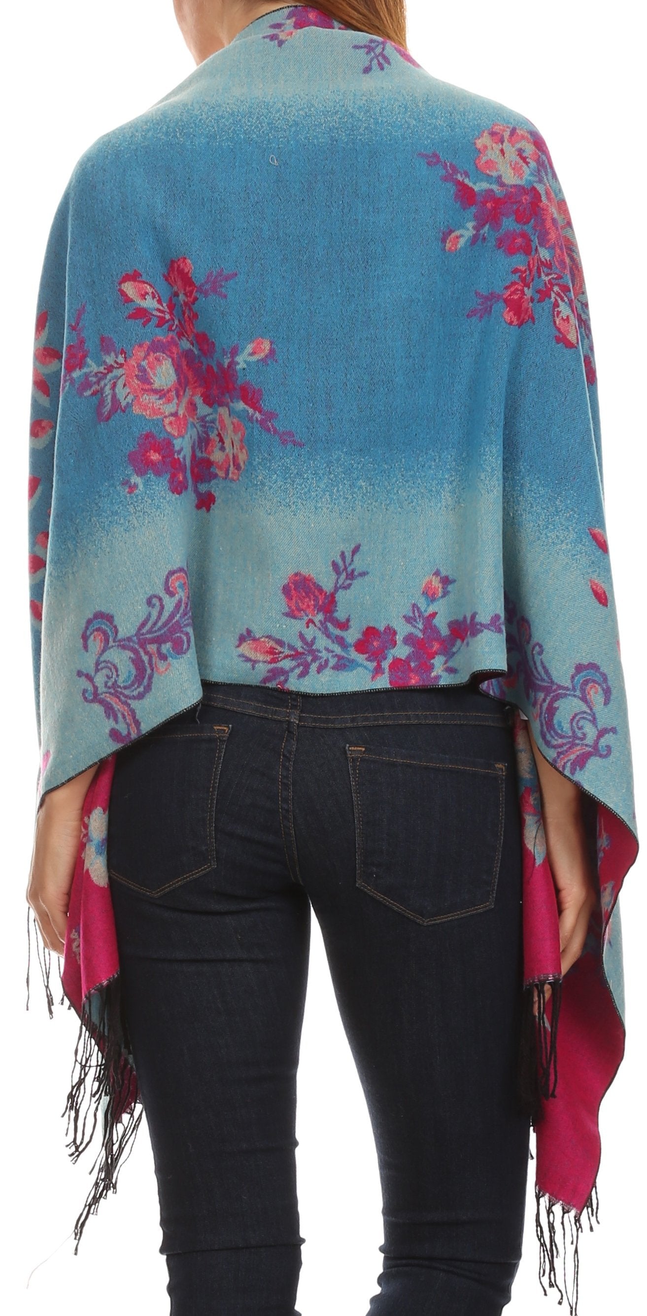 Sakkas Ontario double layer floral Pashmina/ Shawl/ Wrap/ Stole with fringe - Concordia Style Boutique