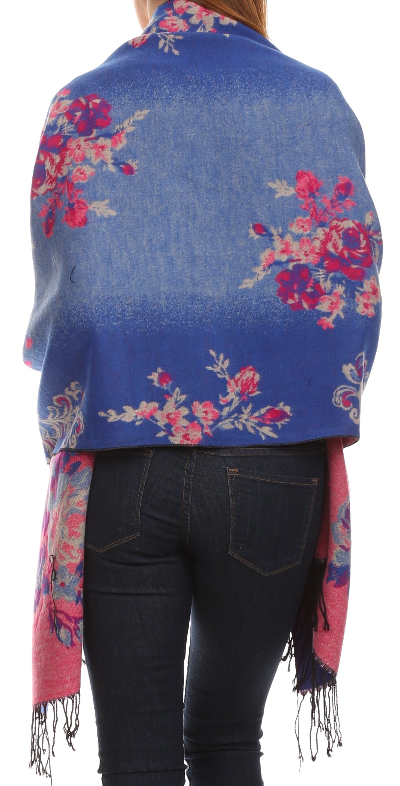 Sakkas Ontario double layer floral Pashmina/ Shawl/ Wrap/ Stole with fringe - Concordia Style Boutique