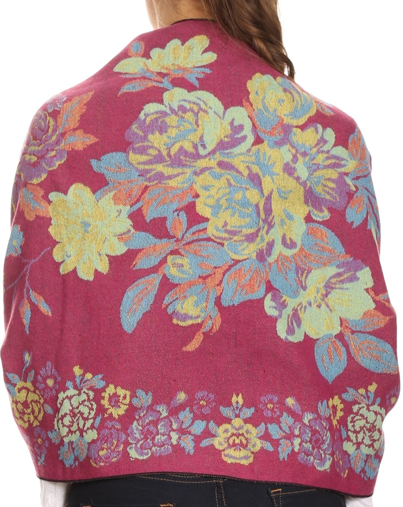 Sakkas Ontario double layer floral Pashmina/ Shawl/ Wrap/ Stole with fringe - Concordia Style Boutique