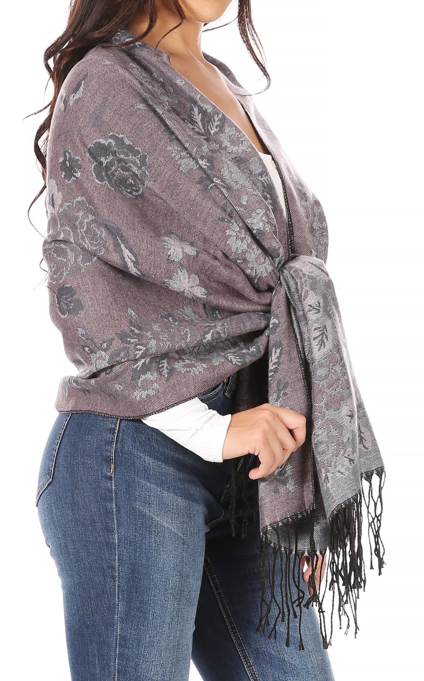 Sakkas Ontario double layer floral Pashmina/ Shawl/ Wrap/ Stole with fringe - Concordia Style Boutique