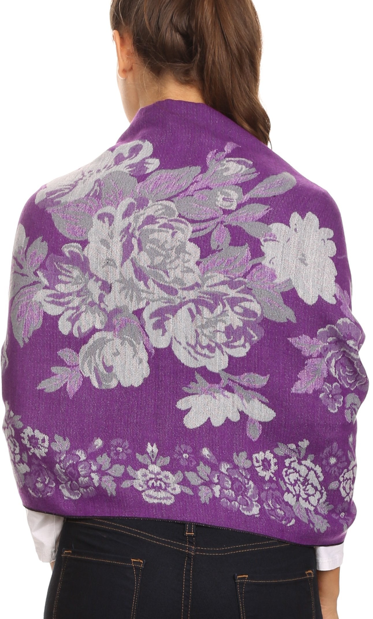 Sakkas Ontario double layer floral Pashmina/ Shawl/ Wrap/ Stole with fringe - Concordia Style Boutique