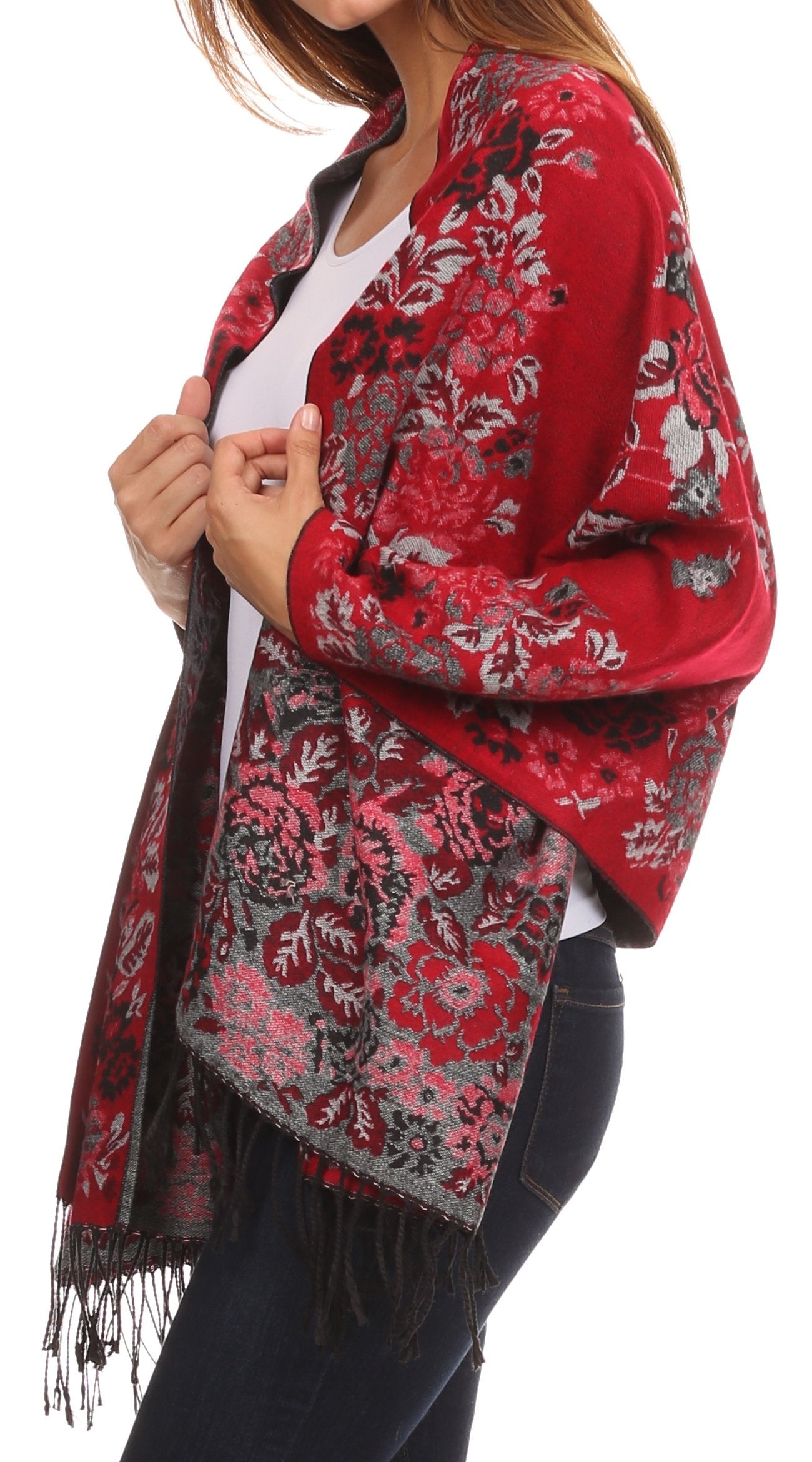 Sakkas Ontario double layer floral Pashmina/ Shawl/ Wrap/ Stole with fringe - Concordia Style Boutique