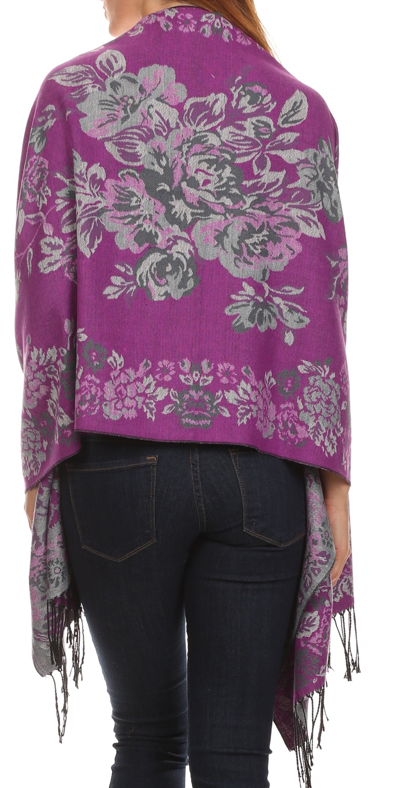 Sakkas Ontario double layer floral Pashmina/ Shawl/ Wrap/ Stole with fringe - Concordia Style Boutique