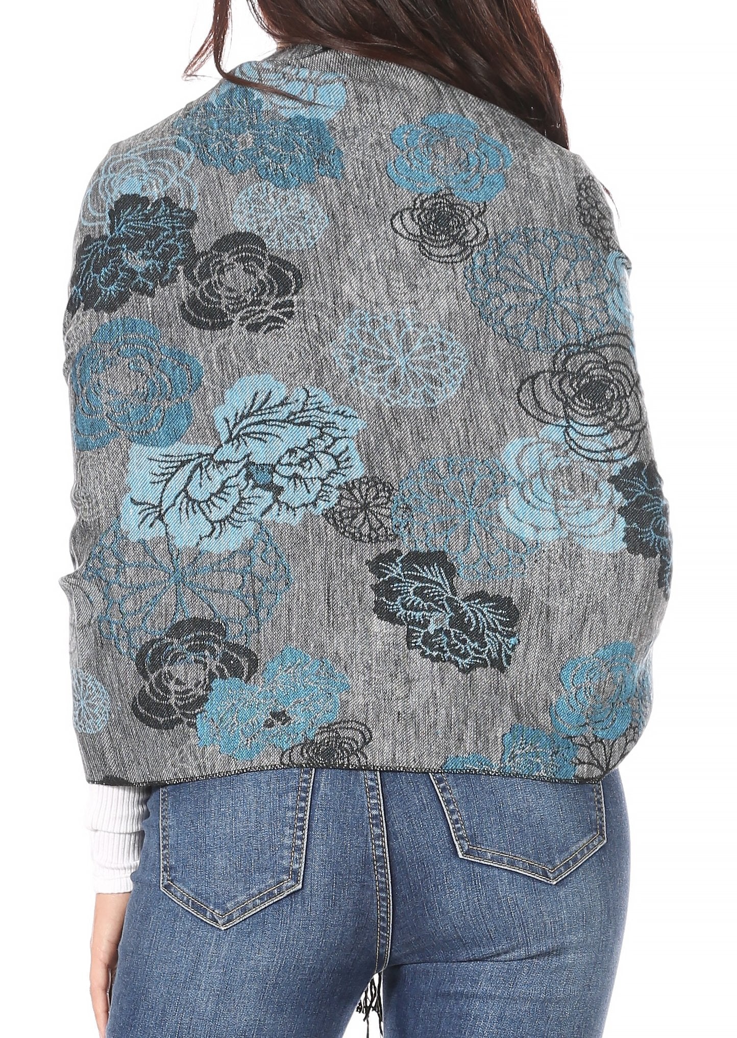 Sakkas Ontario double layer floral Pashmina/ Shawl/ Wrap/ Stole with fringe - Concordia Style Boutique