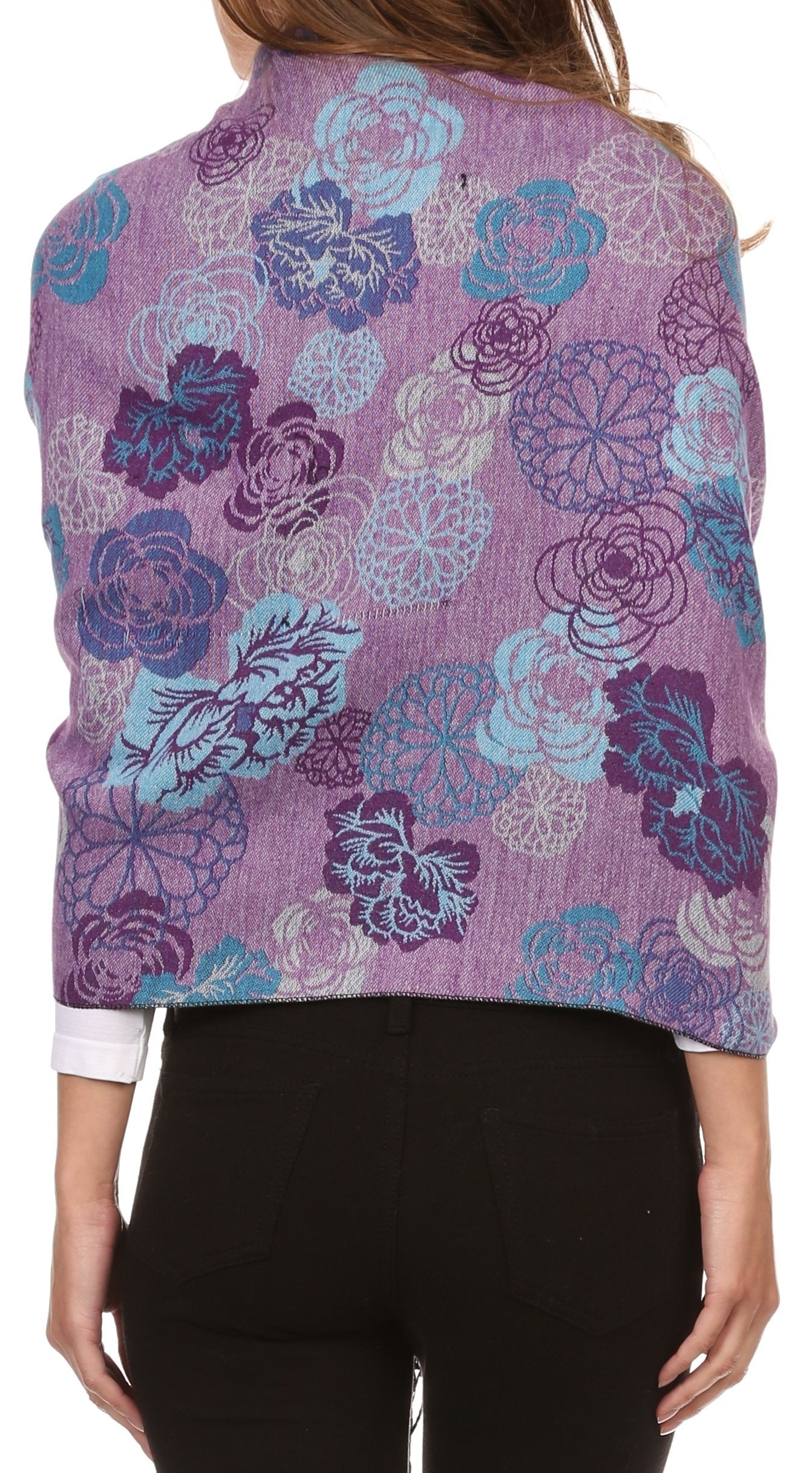 Sakkas Ontario double layer floral Pashmina/ Shawl/ Wrap/ Stole with fringe - Concordia Style Boutique