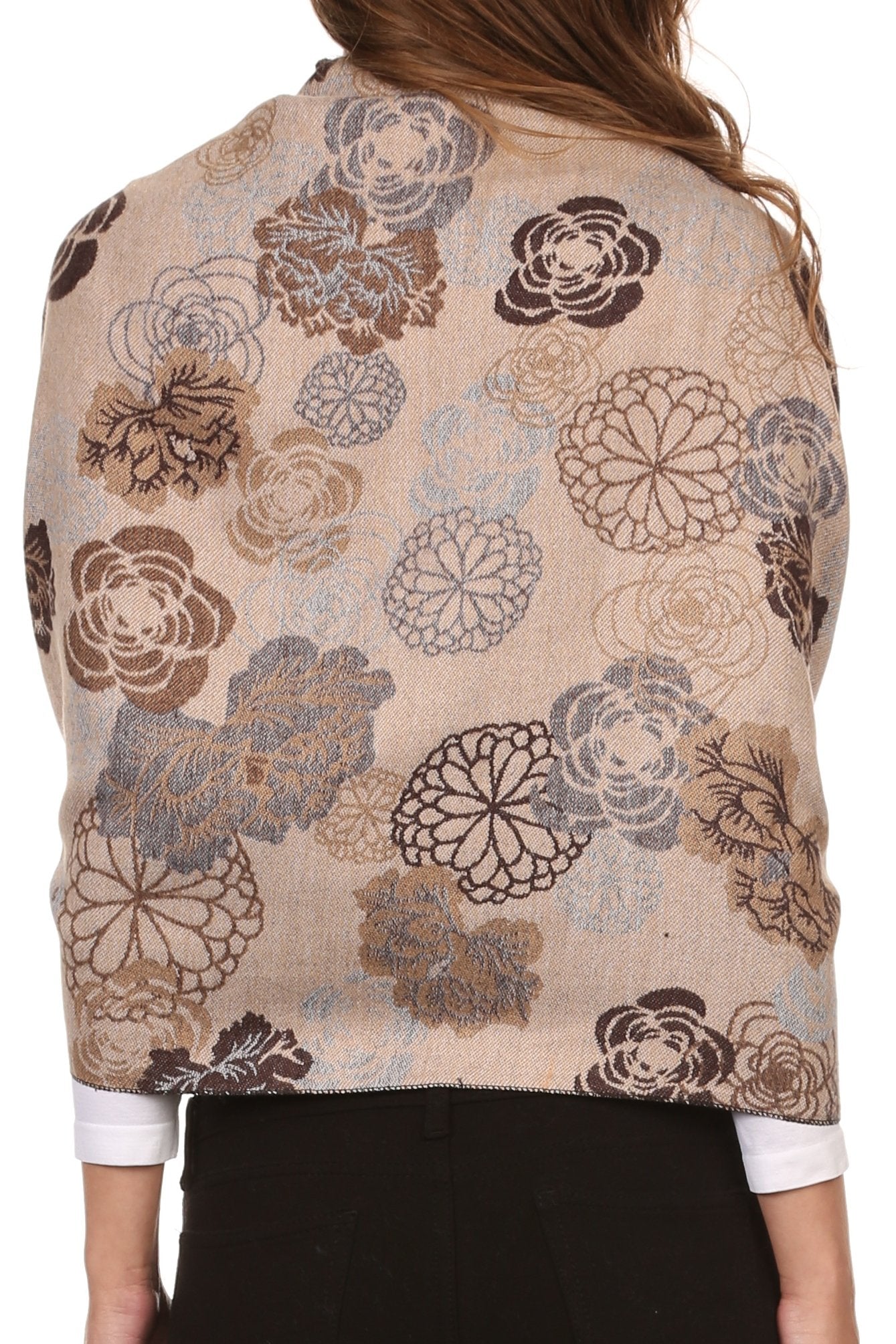 Sakkas Ontario double layer floral Pashmina/ Shawl/ Wrap/ Stole with fringe - Concordia Style Boutique