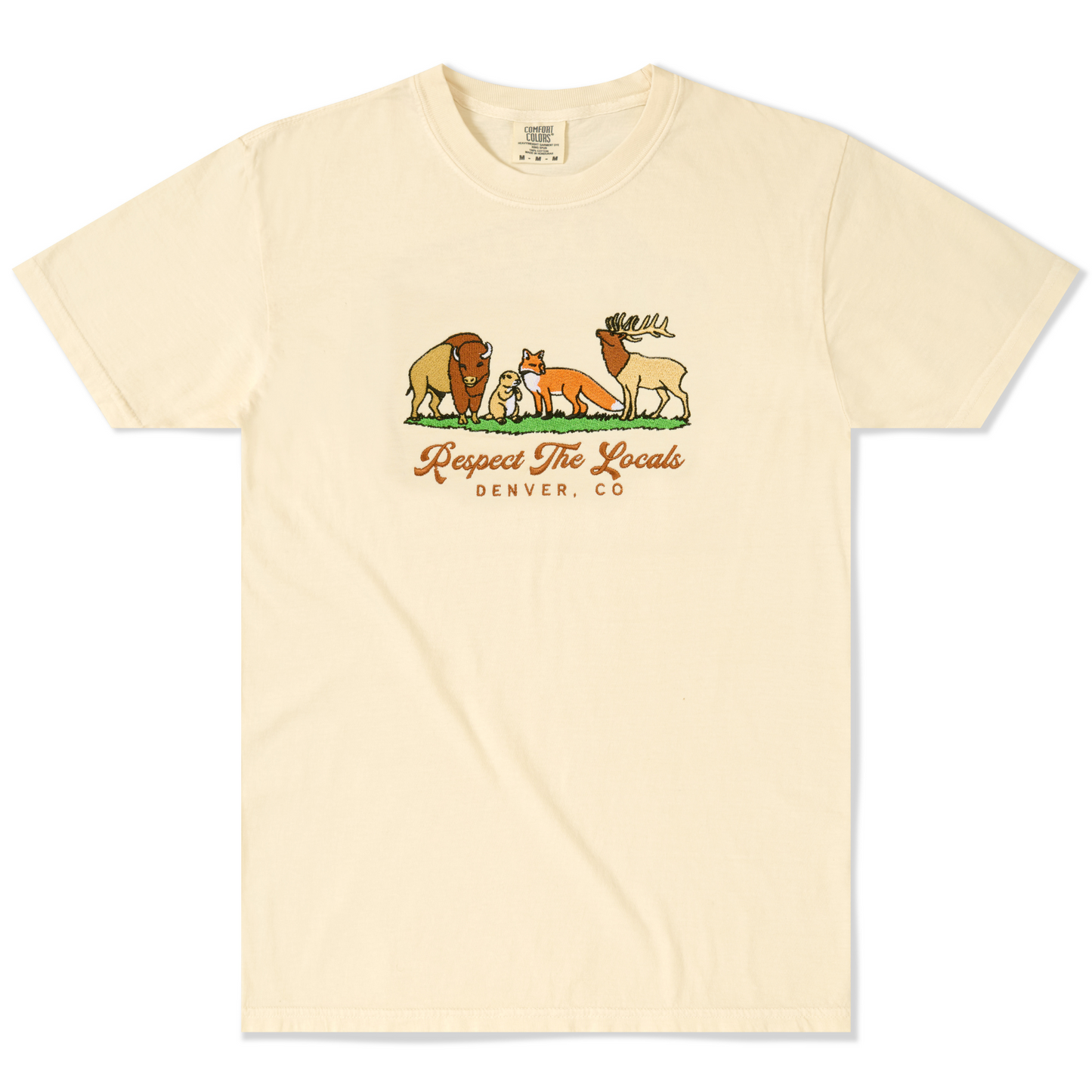 'Respect the Locals' Embroidered Tee - Ivory (Unisex)