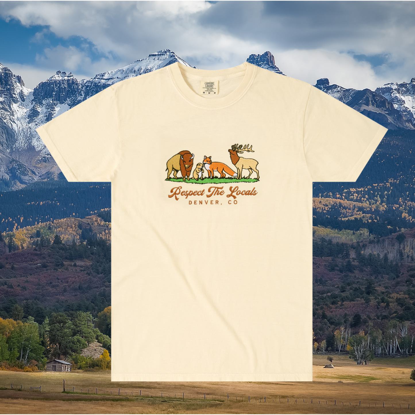 'Respect the Locals' Embroidered Tee - Ivory (Unisex)