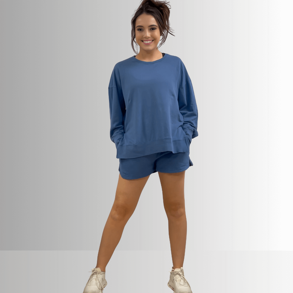 Annie All Cotton French Terry Shorts Denim Blue - Concordia Style Boutique