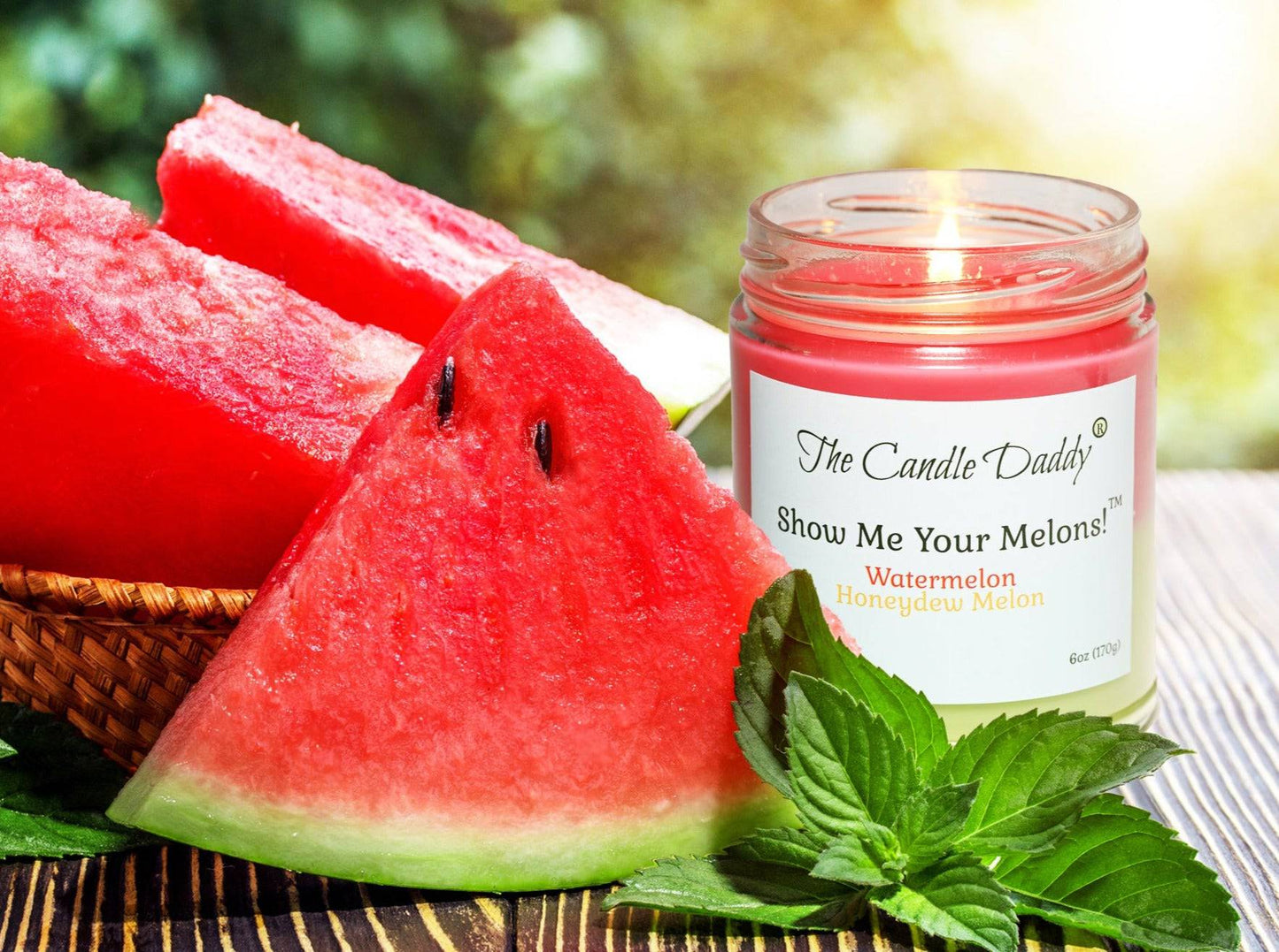 Show Me Your Melons- Watermelon- Honeydew - 6 Ounce Jar Candle- 40 Hour Burn Time