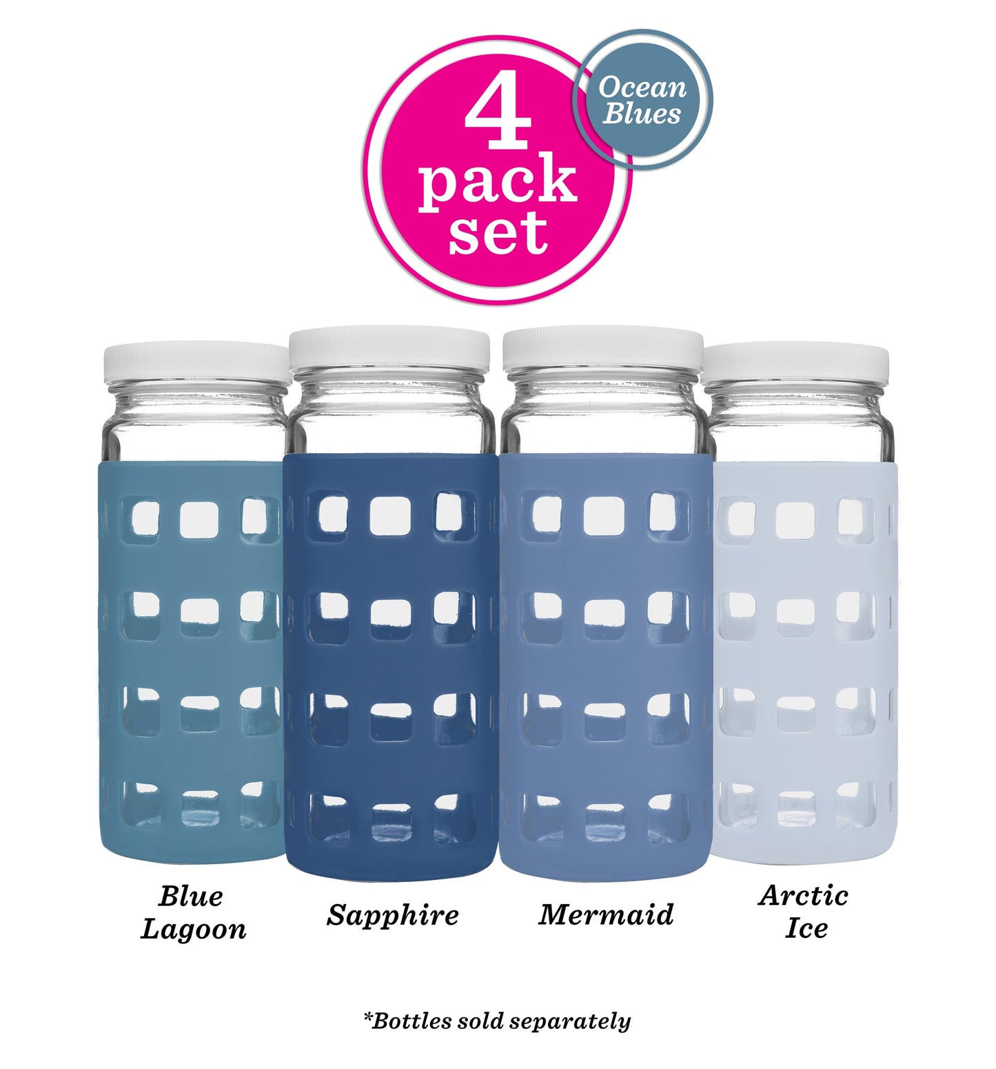 Geometric Cube Silicone Protective Bottle Sleeves Set, for 32oz Bottles