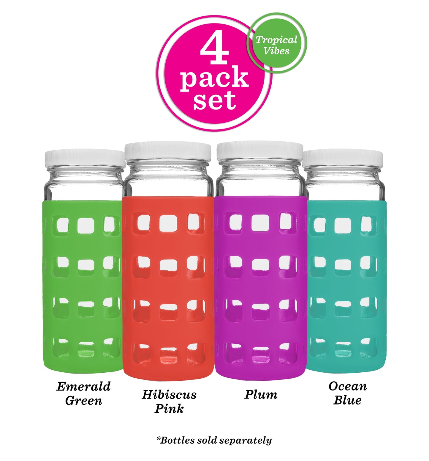 Geometric Cube Silicone Protective Bottle Sleeves Set, for 32oz Bottles
