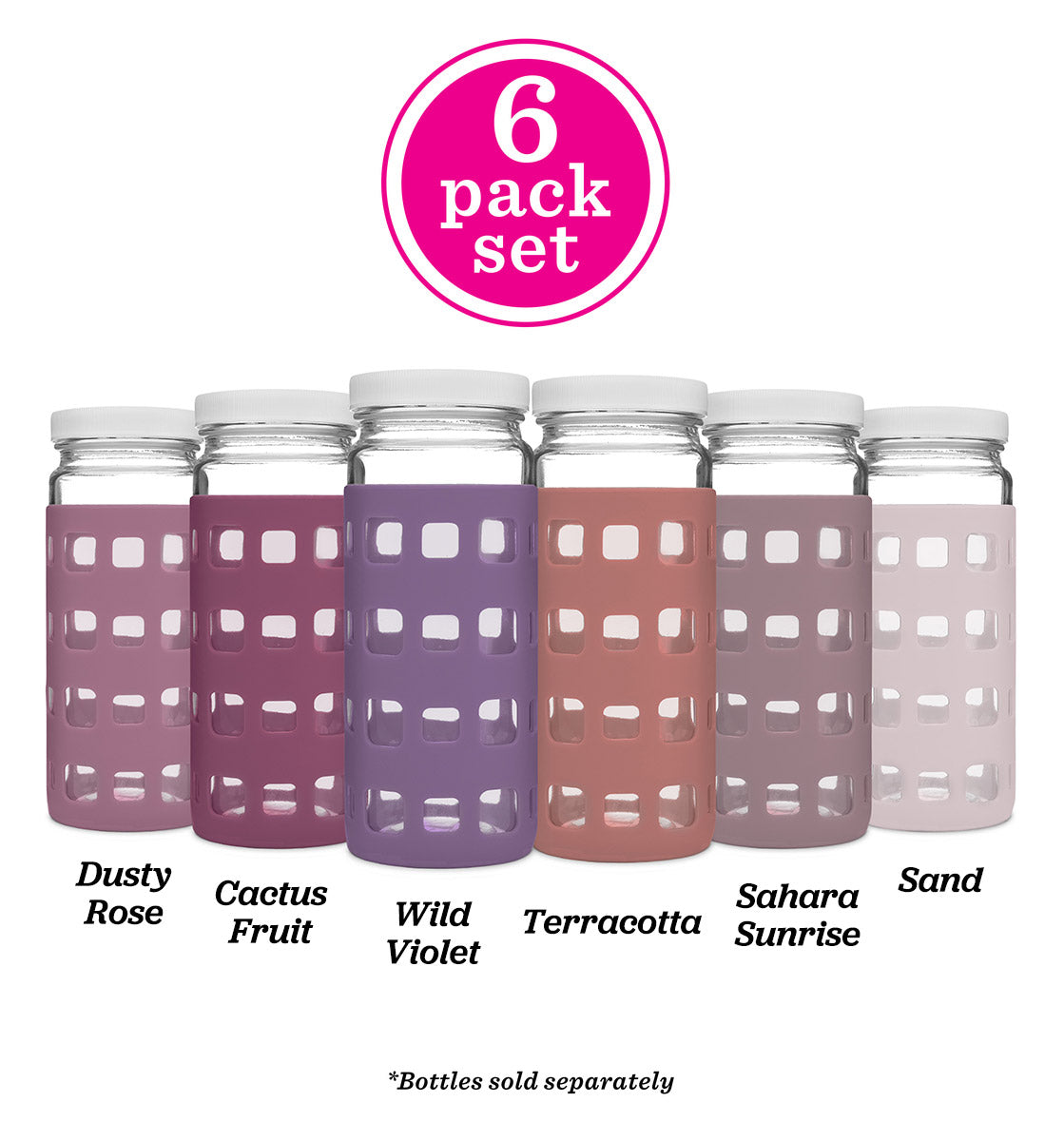 Geometric Cube Silicone Bottle Sleeves Set, for 16oz Bottles