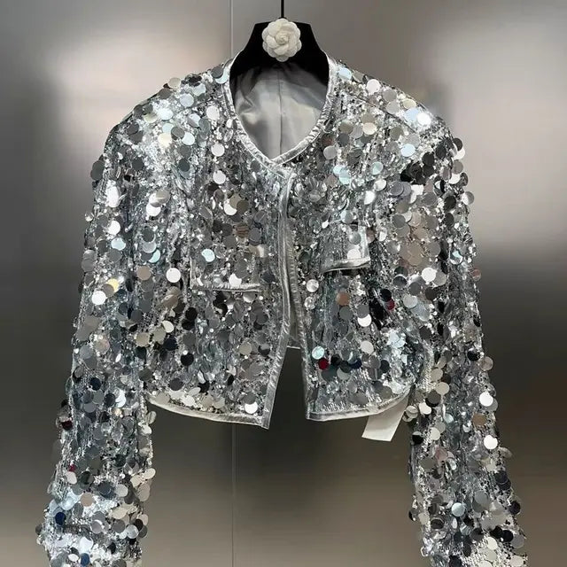 Silver Sequin Jacket For Women, Times Square, BYMANYC New York.