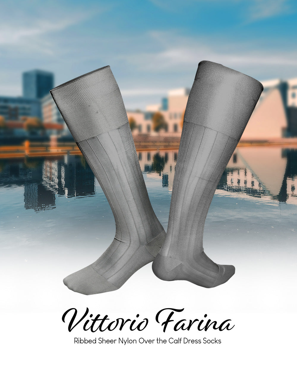 Vittorio Farina Men's Ribbed Shear Nylon Over The Calf Dress Socks - Concordia Style Boutique