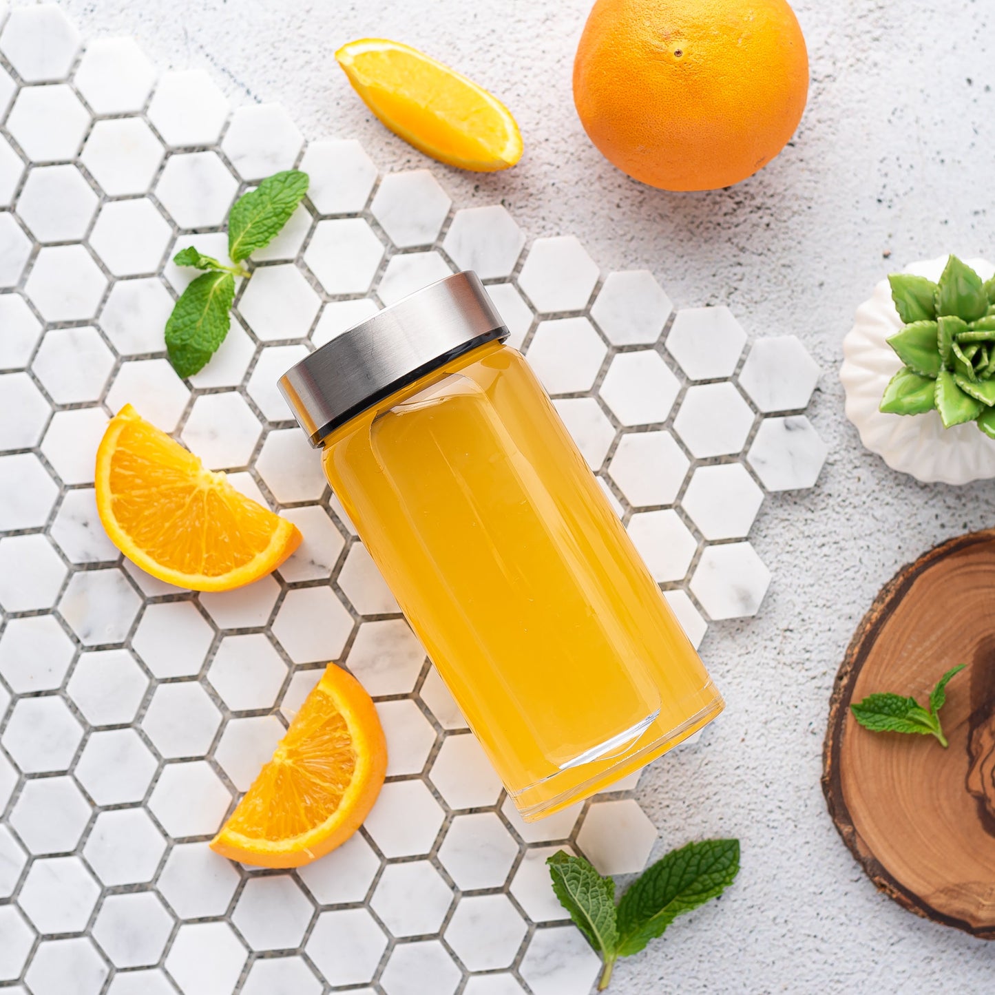 Skinny Series Wide Mouth Glass Bottles Set w/ Stainless Steel Lids, 10 oz