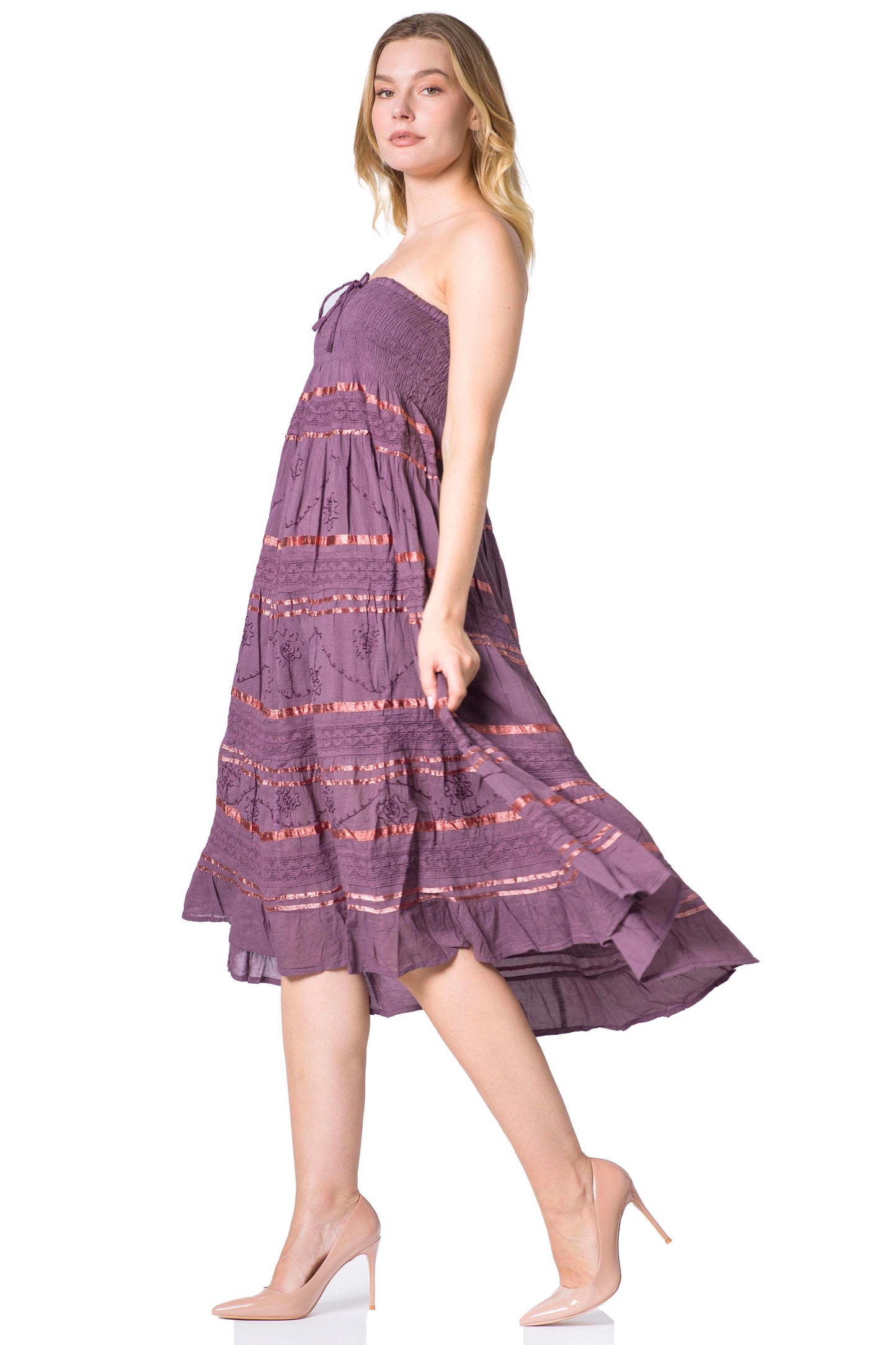 Sakkas Lace and Ribbon Peasant Boho Skirt - Concordia Style Boutique