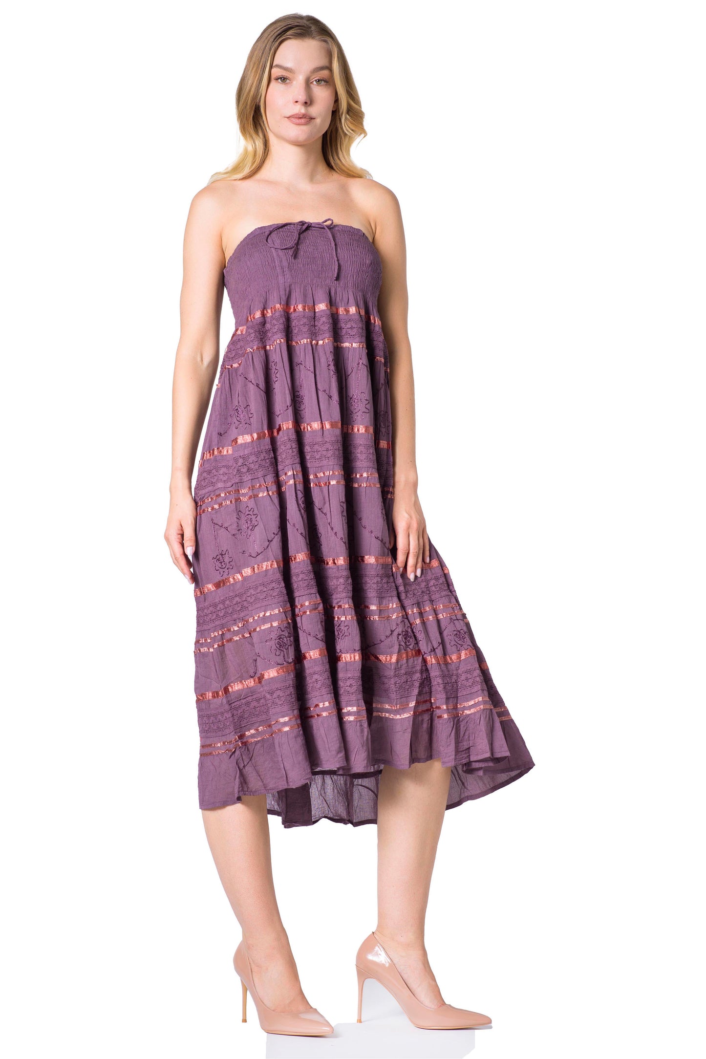 Sakkas Lace and Ribbon Peasant Boho Skirt - Concordia Style Boutique