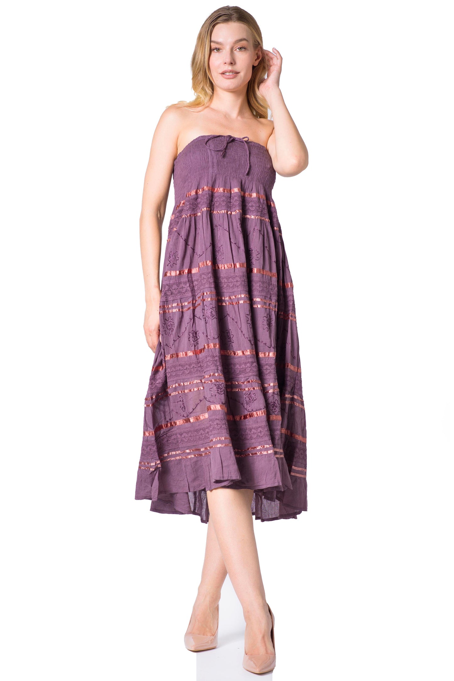 Sakkas Lace and Ribbon Peasant Boho Skirt - Concordia Style Boutique