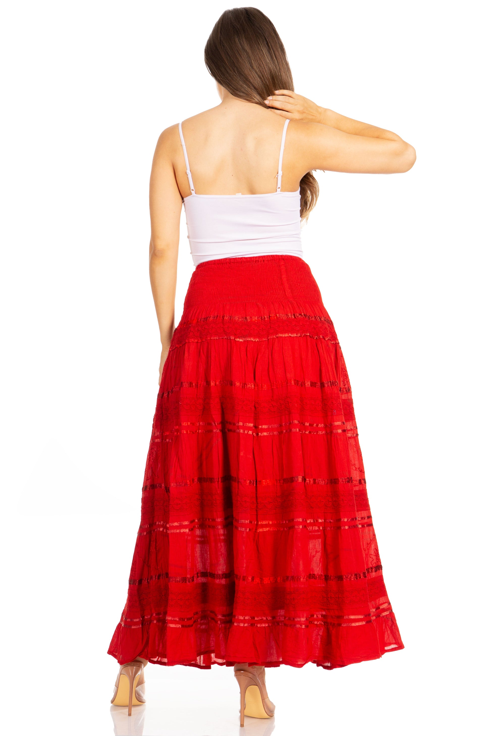 Sakkas Lace and Ribbon Peasant Boho Skirt - Concordia Style Boutique