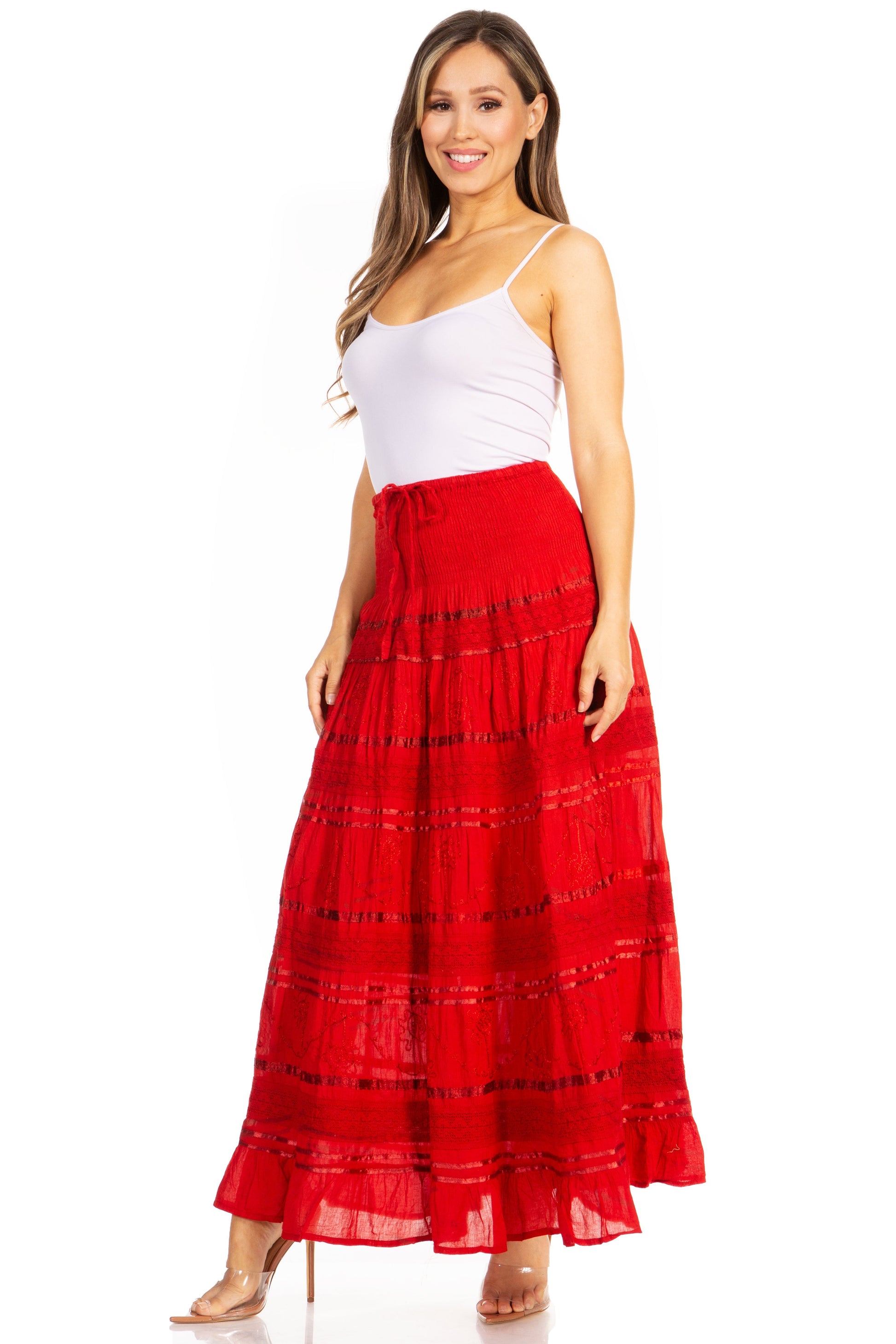 Sakkas Lace and Ribbon Peasant Boho Skirt - Concordia Style Boutique