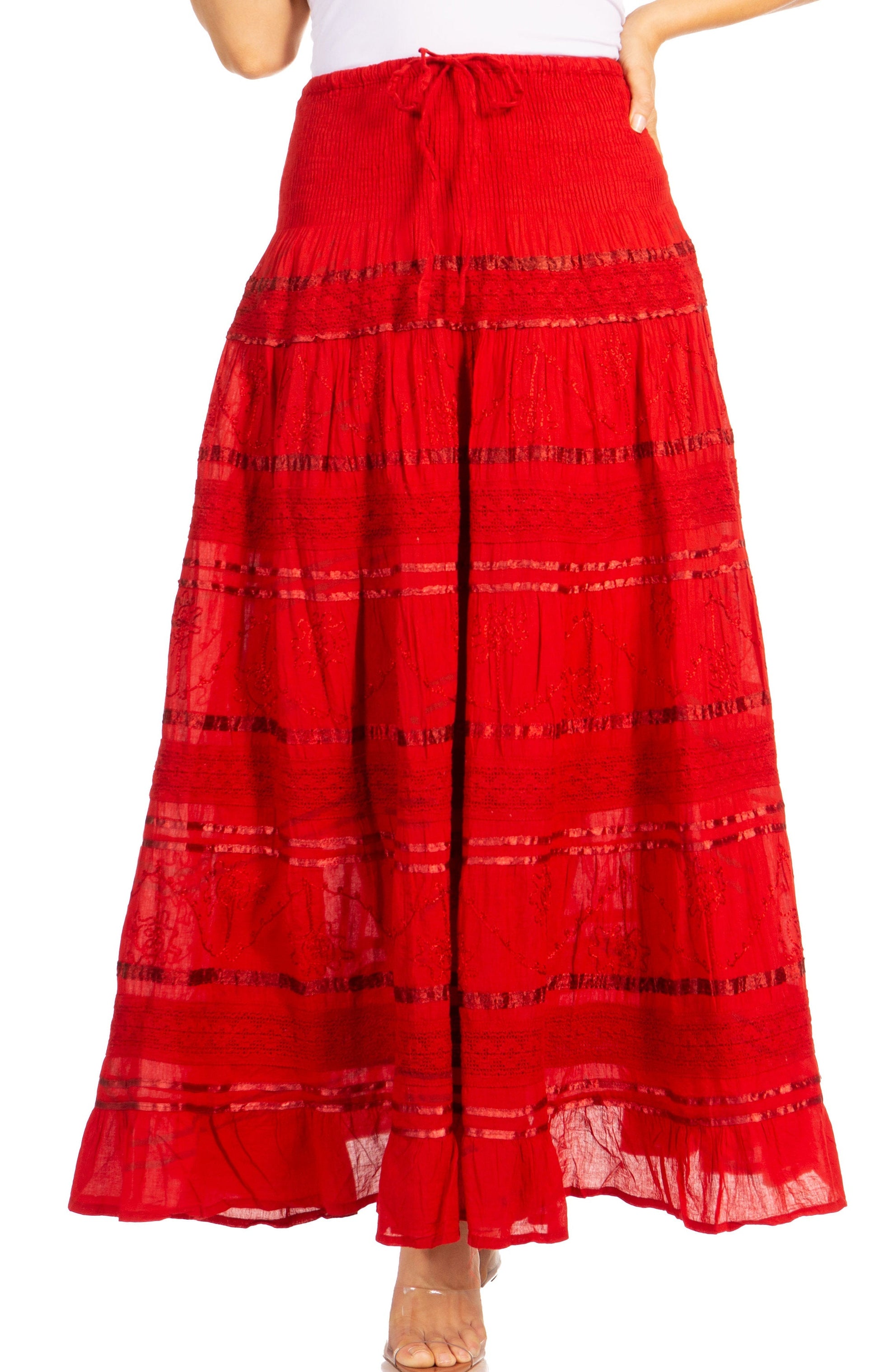 Sakkas Lace and Ribbon Peasant Boho Skirt - Concordia Style Boutique