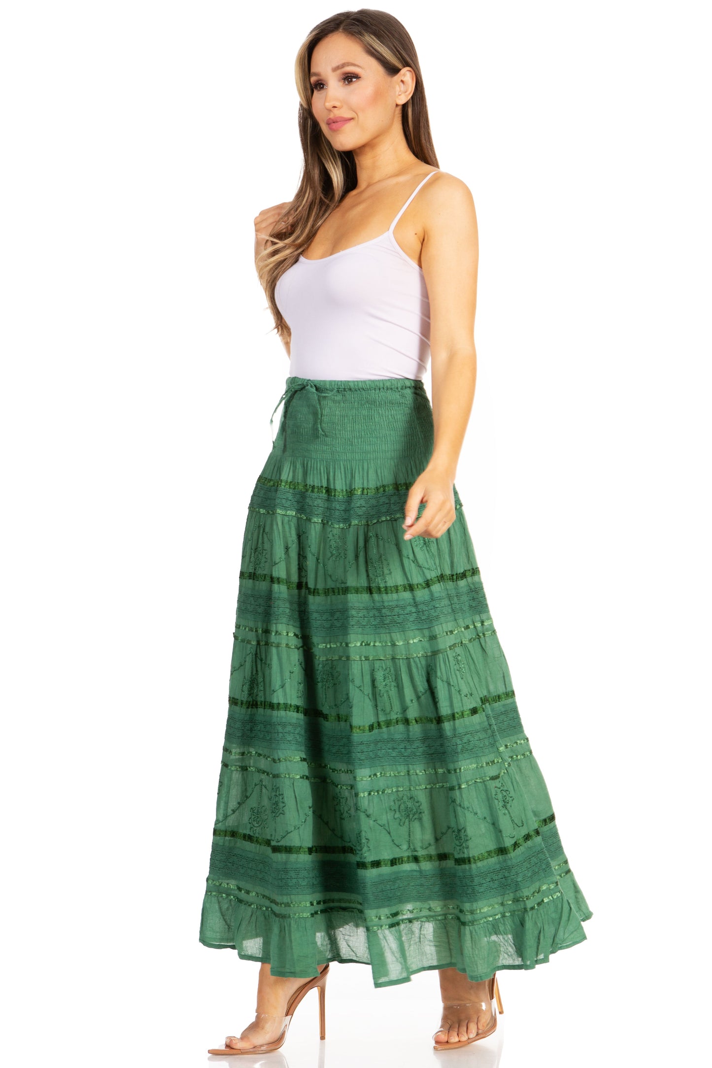 Sakkas Lace and Ribbon Peasant Boho Skirt - Concordia Style Boutique