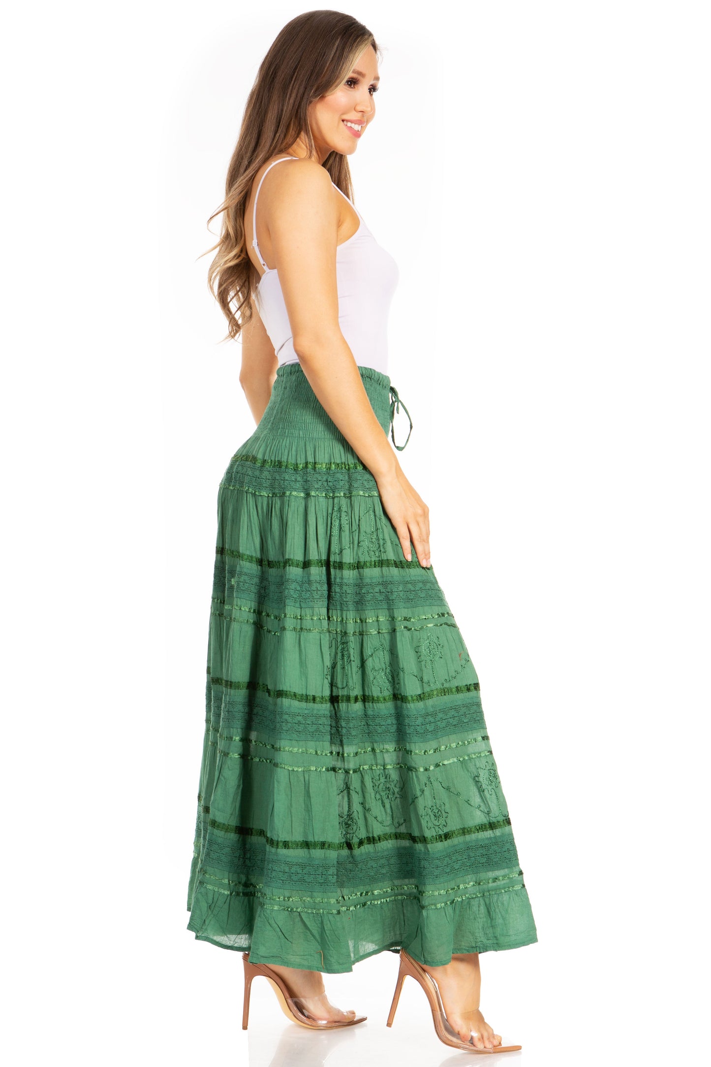 Sakkas Lace and Ribbon Peasant Boho Skirt - Concordia Style Boutique