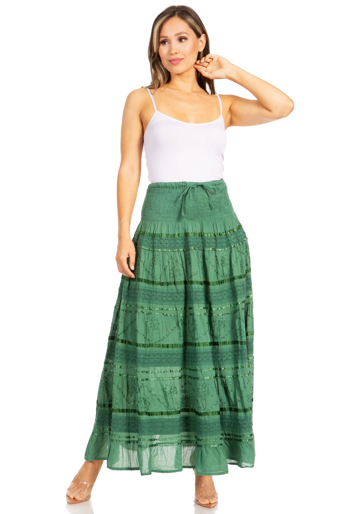 Sakkas Lace and Ribbon Peasant Boho Skirt - Concordia Style Boutique