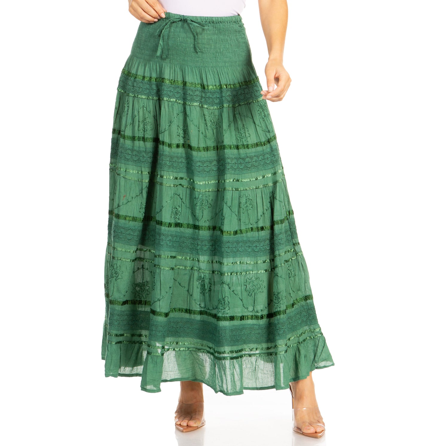Sakkas Lace and Ribbon Peasant Boho Skirt - Concordia Style Boutique