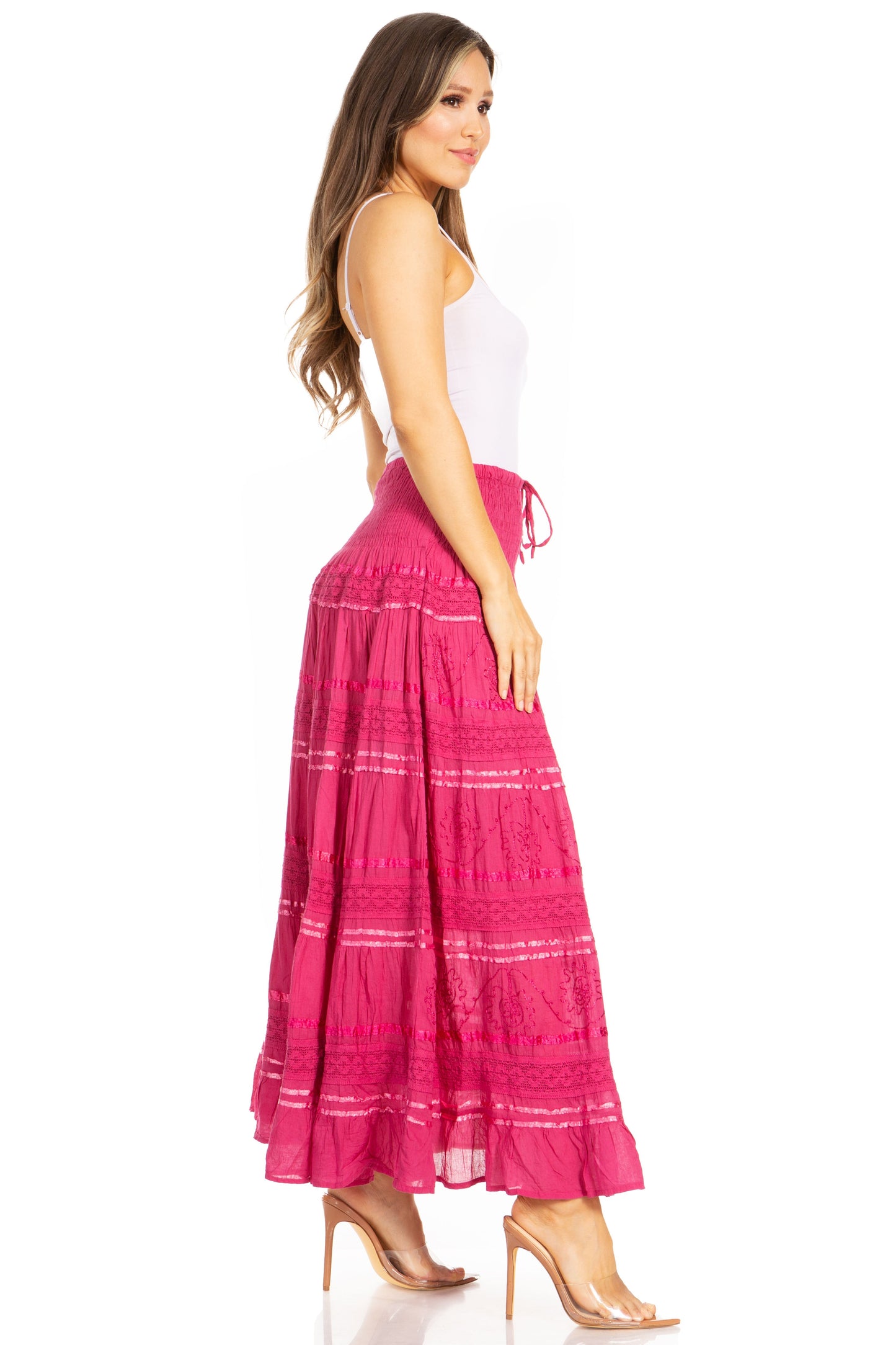 Sakkas Lace and Ribbon Peasant Boho Skirt - Concordia Style Boutique