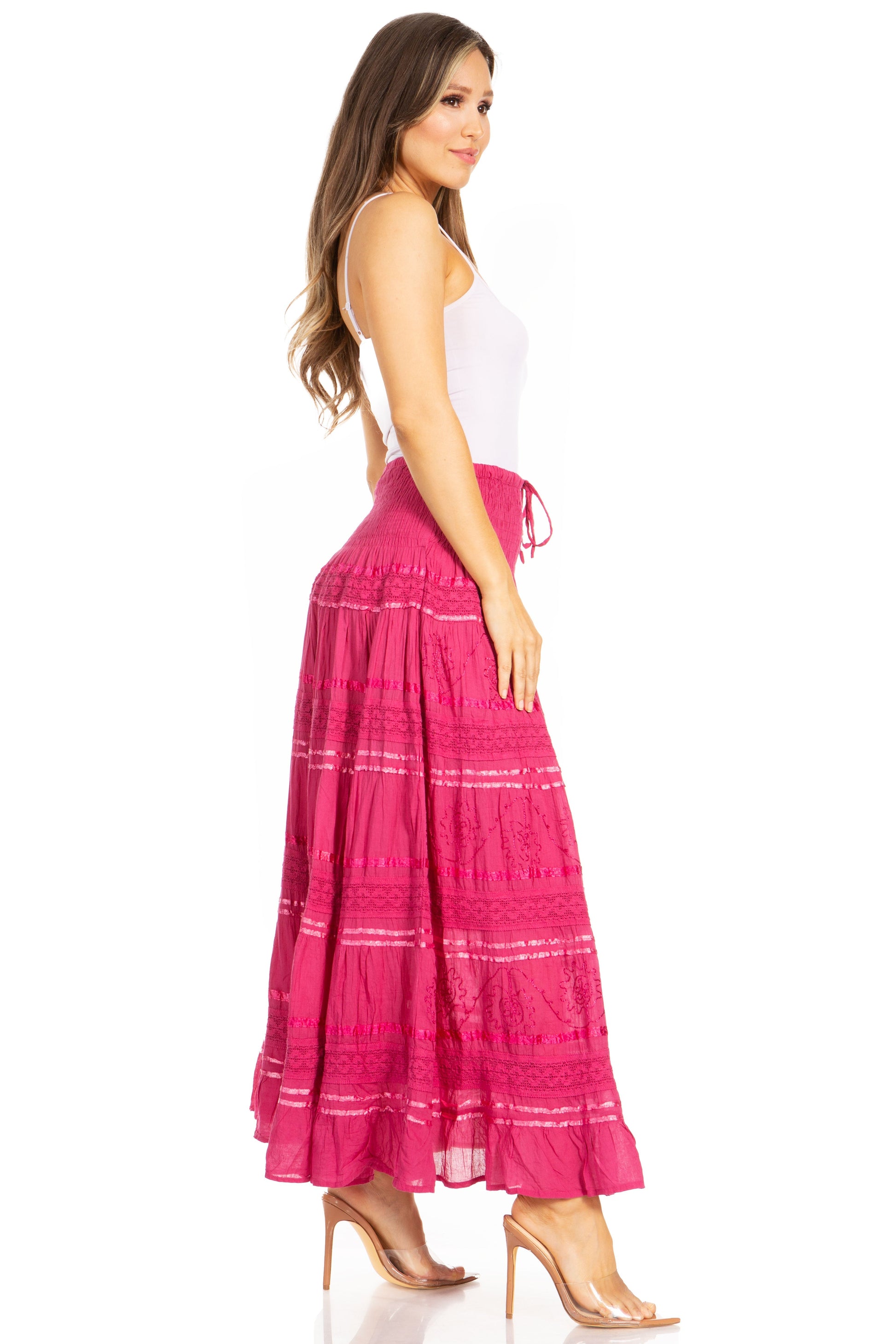 Sakkas Lace and Ribbon Peasant Boho Skirt - Concordia Style Boutique