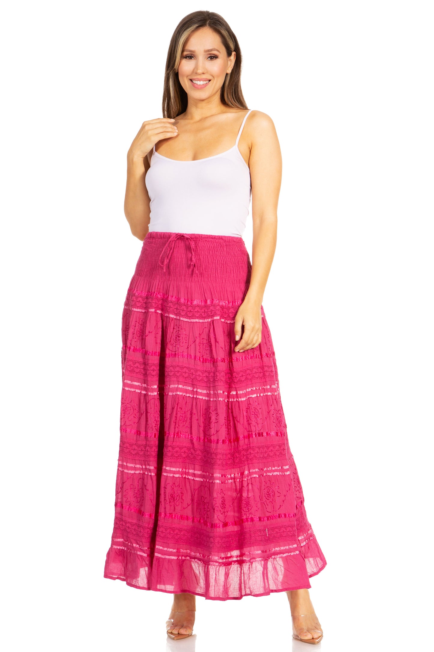 Sakkas Lace and Ribbon Peasant Boho Skirt - Concordia Style Boutique