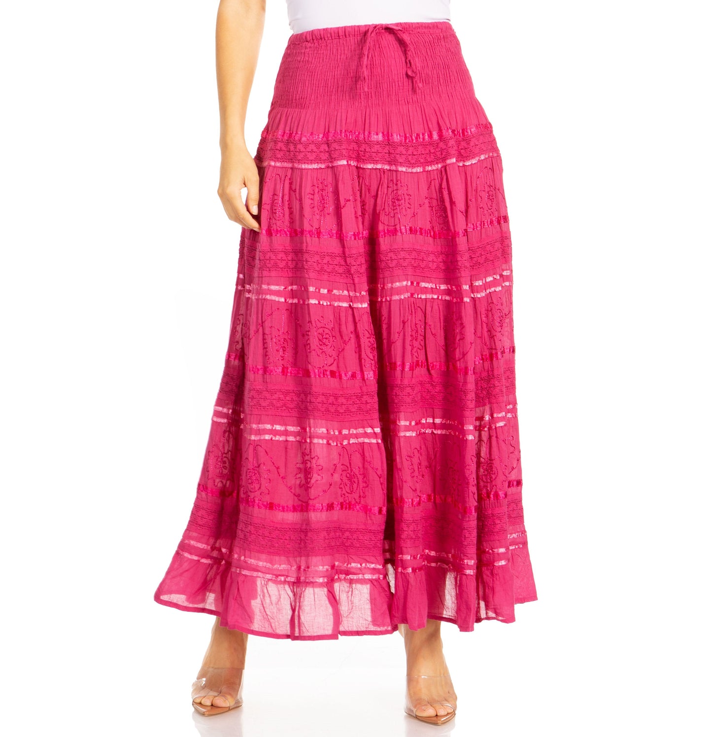 Sakkas Lace and Ribbon Peasant Boho Skirt - Concordia Style Boutique