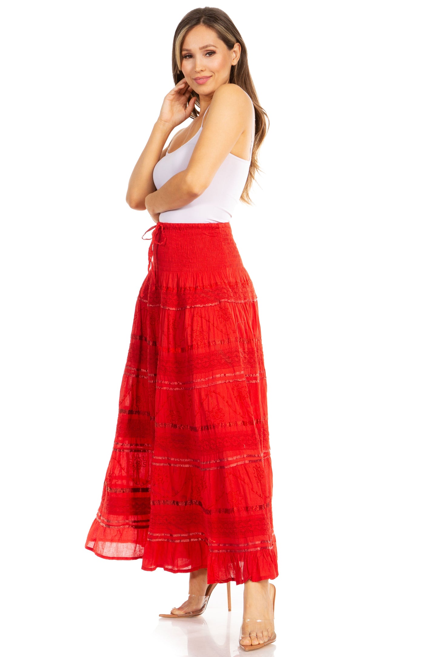 Sakkas Lace and Ribbon Peasant Boho Skirt - Concordia Style Boutique