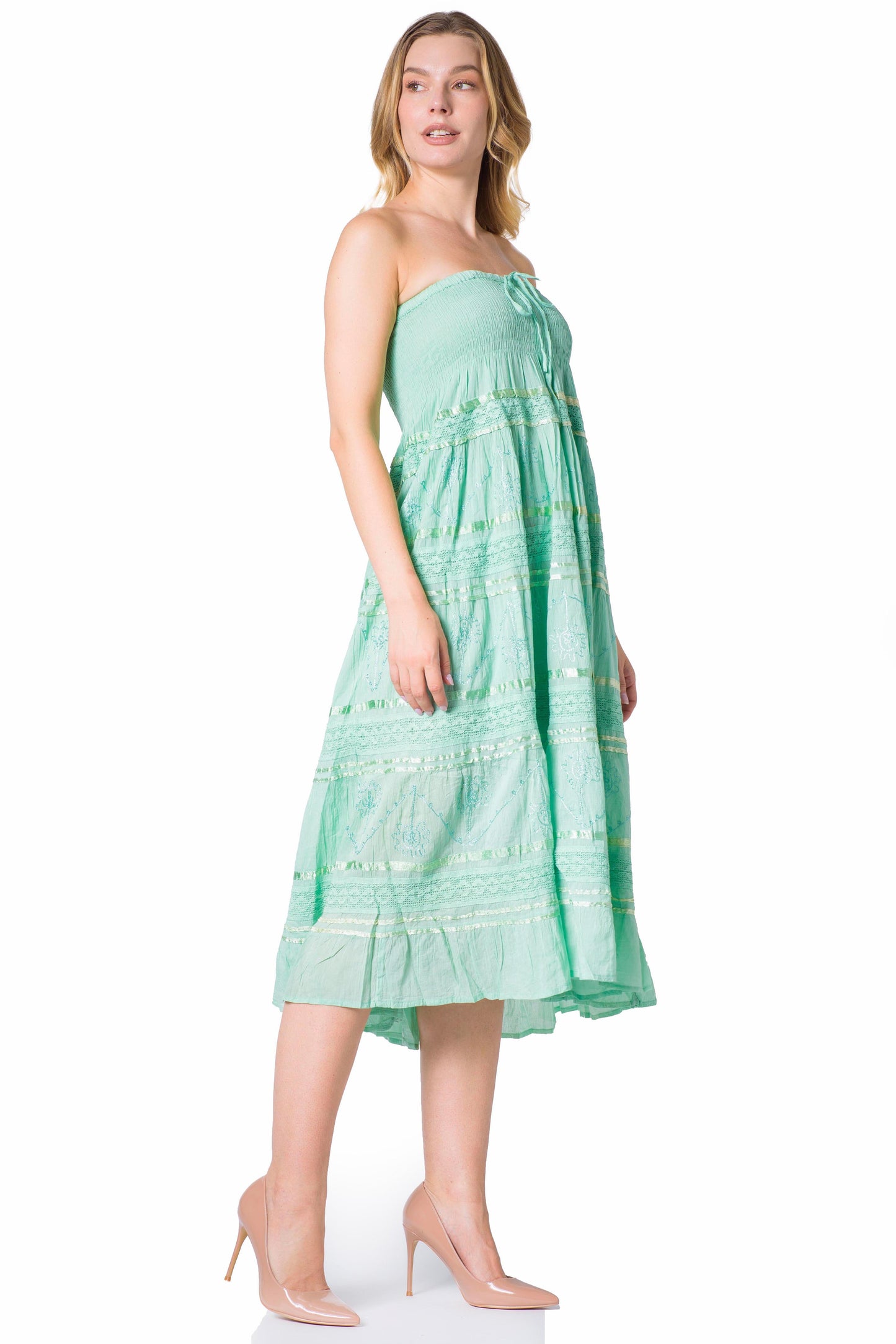 Sakkas Lace and Ribbon Peasant Boho Skirt - Concordia Style Boutique