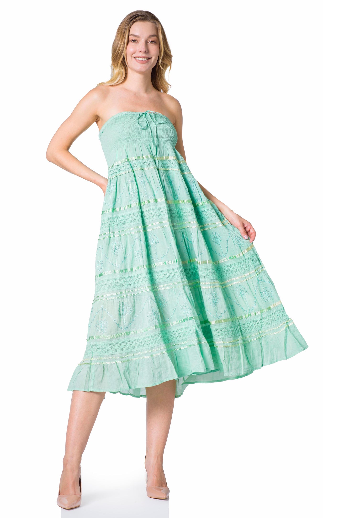 Sakkas Lace and Ribbon Peasant Boho Skirt - Concordia Style Boutique