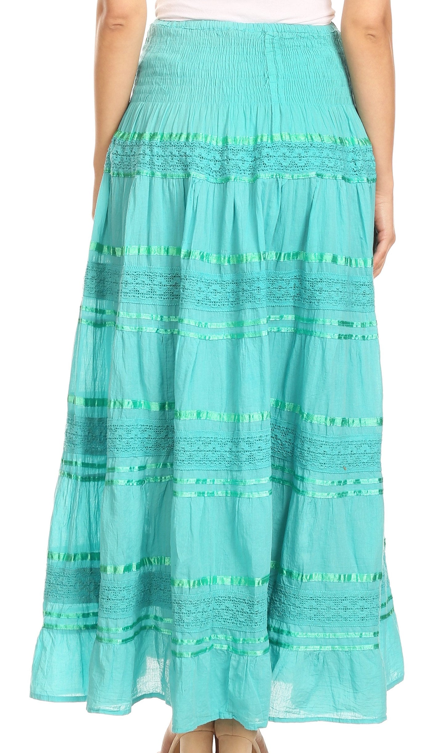 Sakkas Lace and Ribbon Peasant Boho Skirt - Concordia Style Boutique