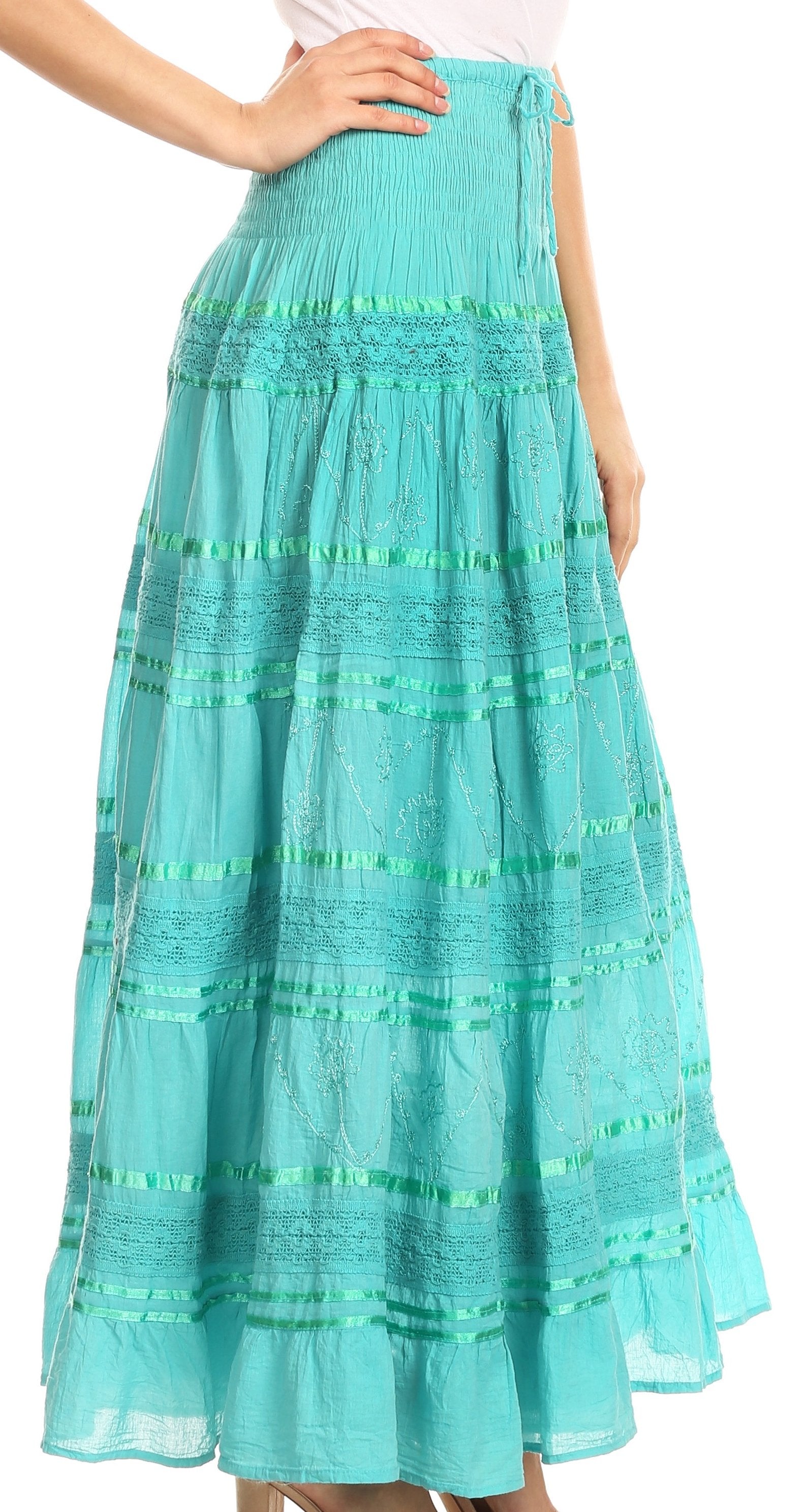 Sakkas Lace and Ribbon Peasant Boho Skirt - Concordia Style Boutique