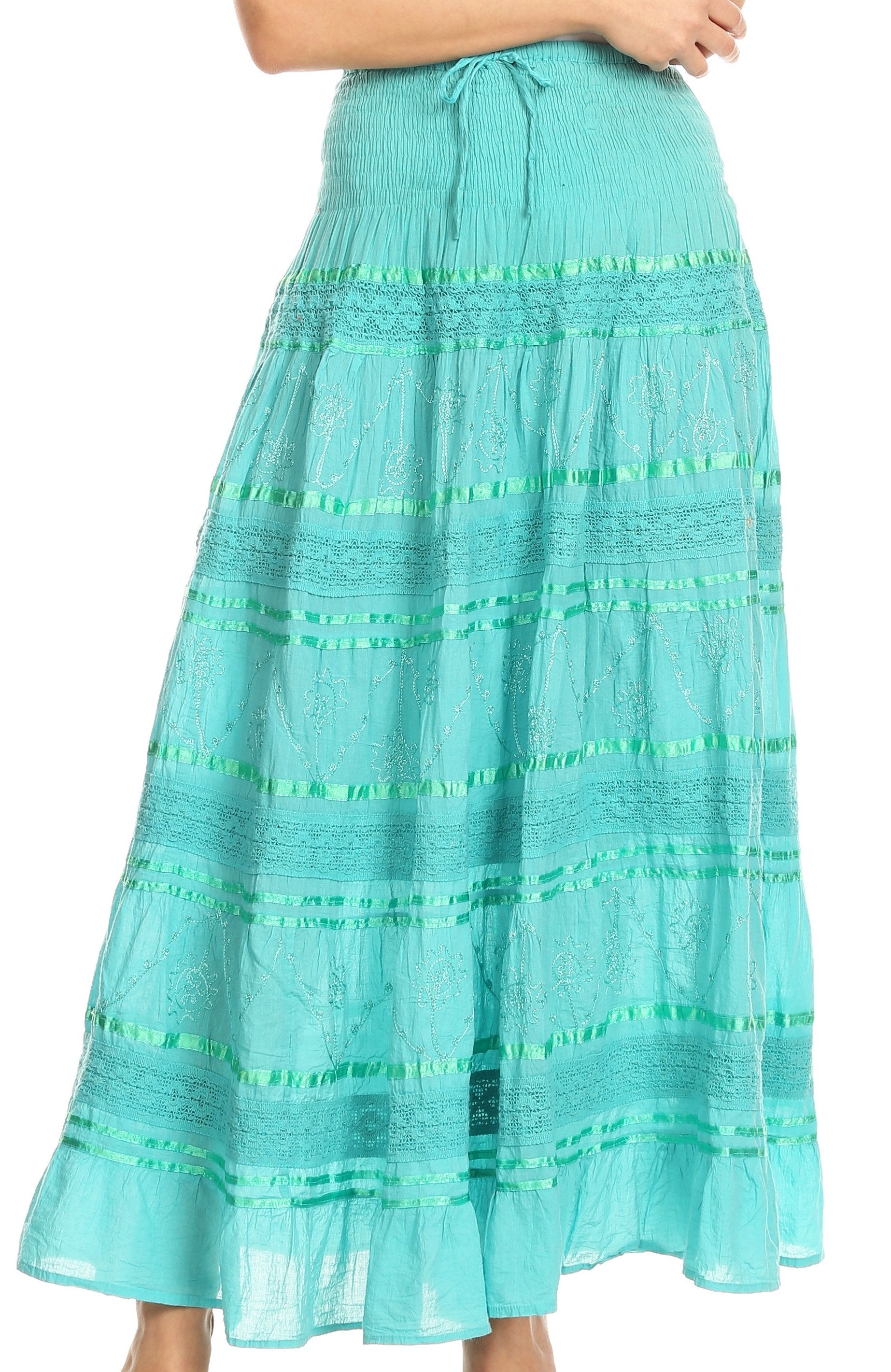 Sakkas Lace and Ribbon Peasant Boho Skirt - Concordia Style Boutique
