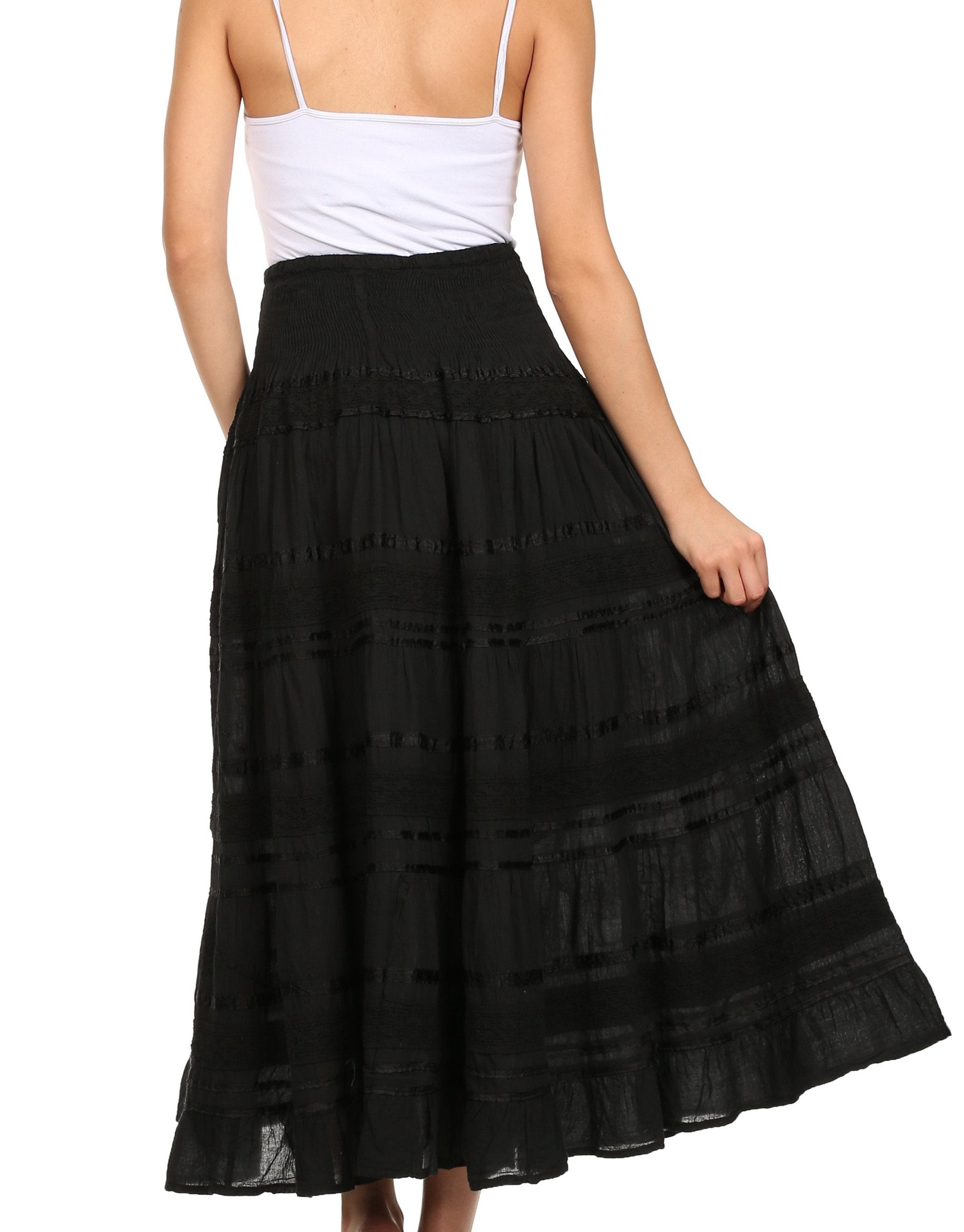 Sakkas Lace and Ribbon Peasant Boho Skirt - Concordia Style Boutique