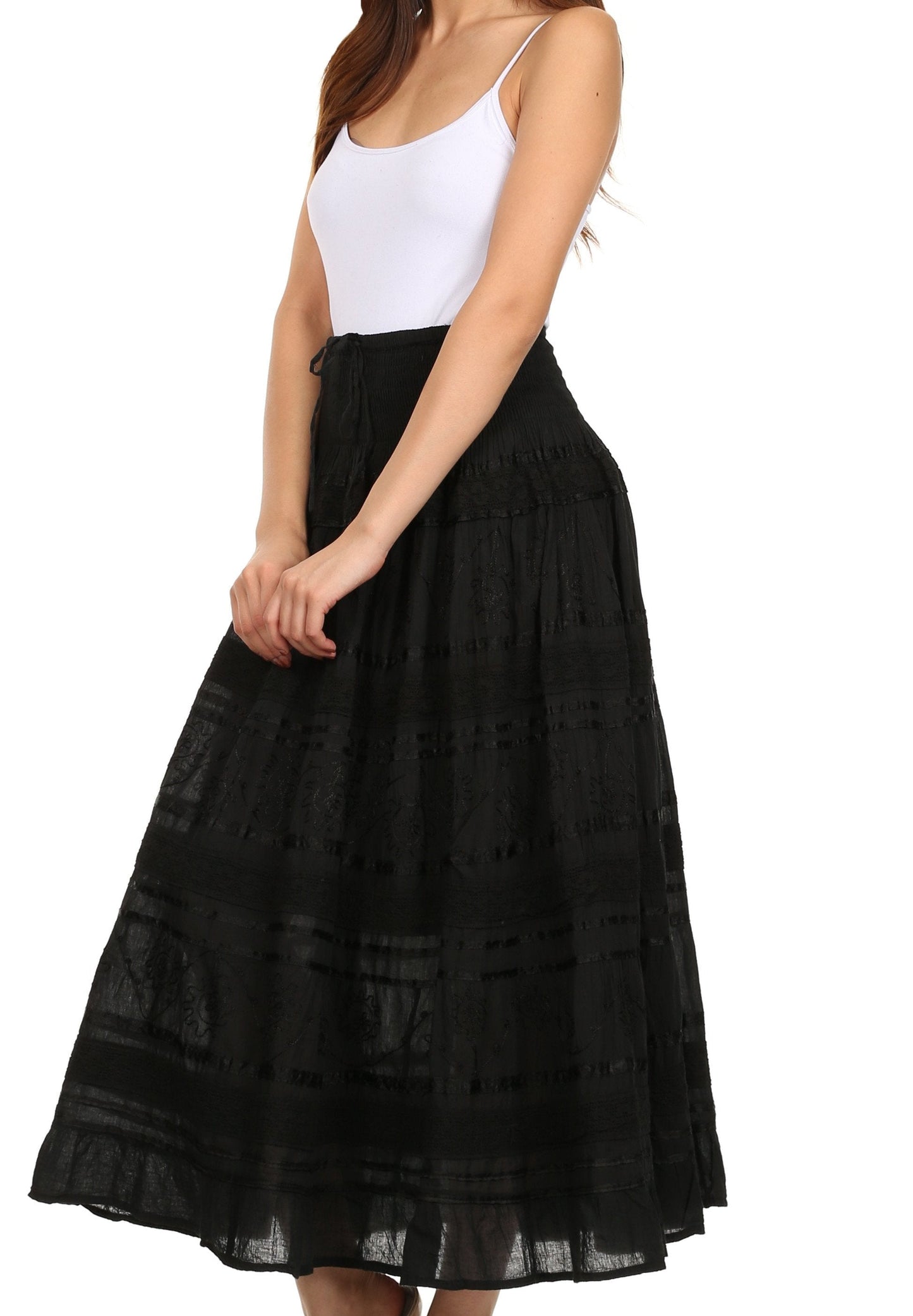 Sakkas Lace and Ribbon Peasant Boho Skirt - Concordia Style Boutique
