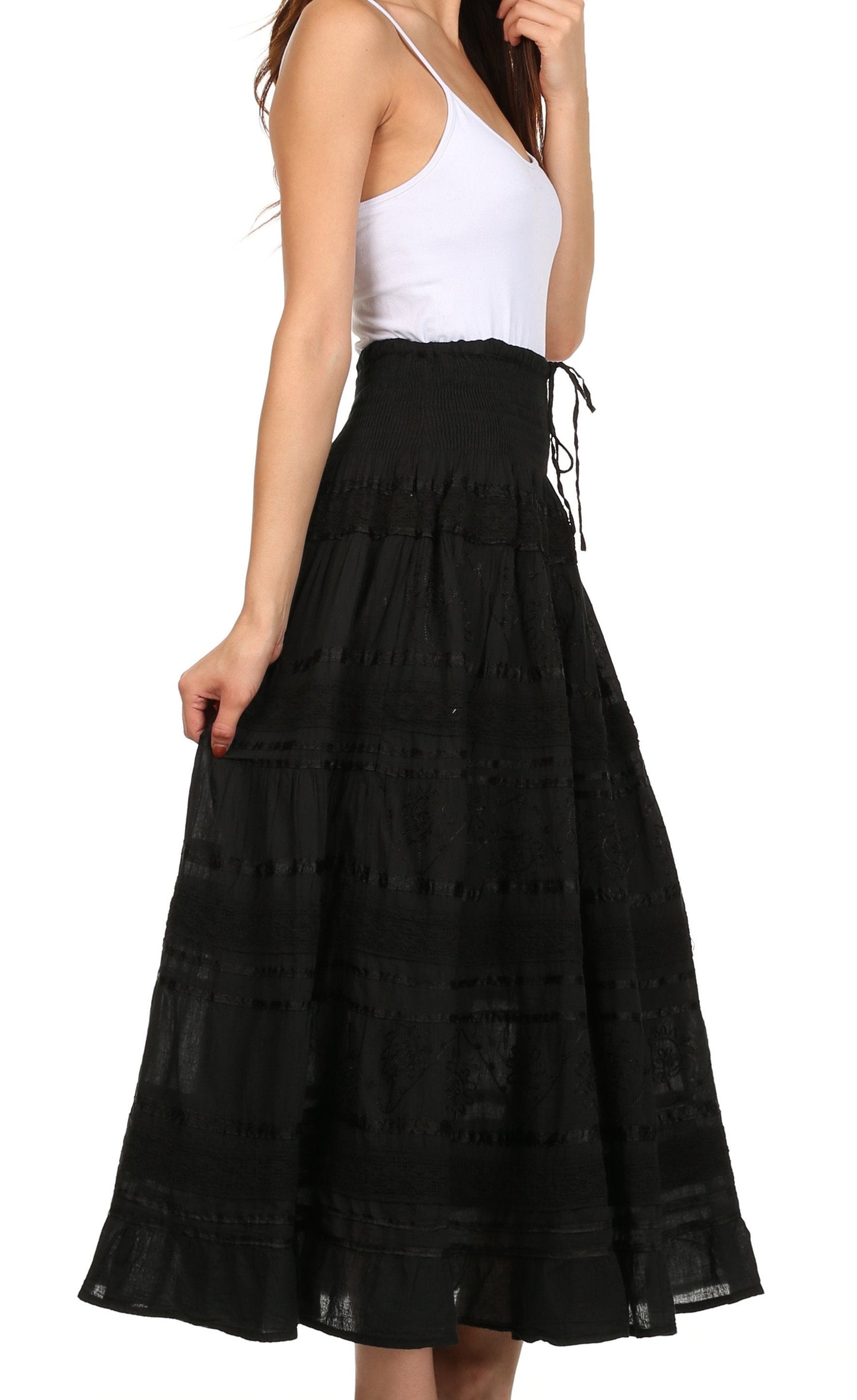 Sakkas Lace and Ribbon Peasant Boho Skirt - Concordia Style Boutique