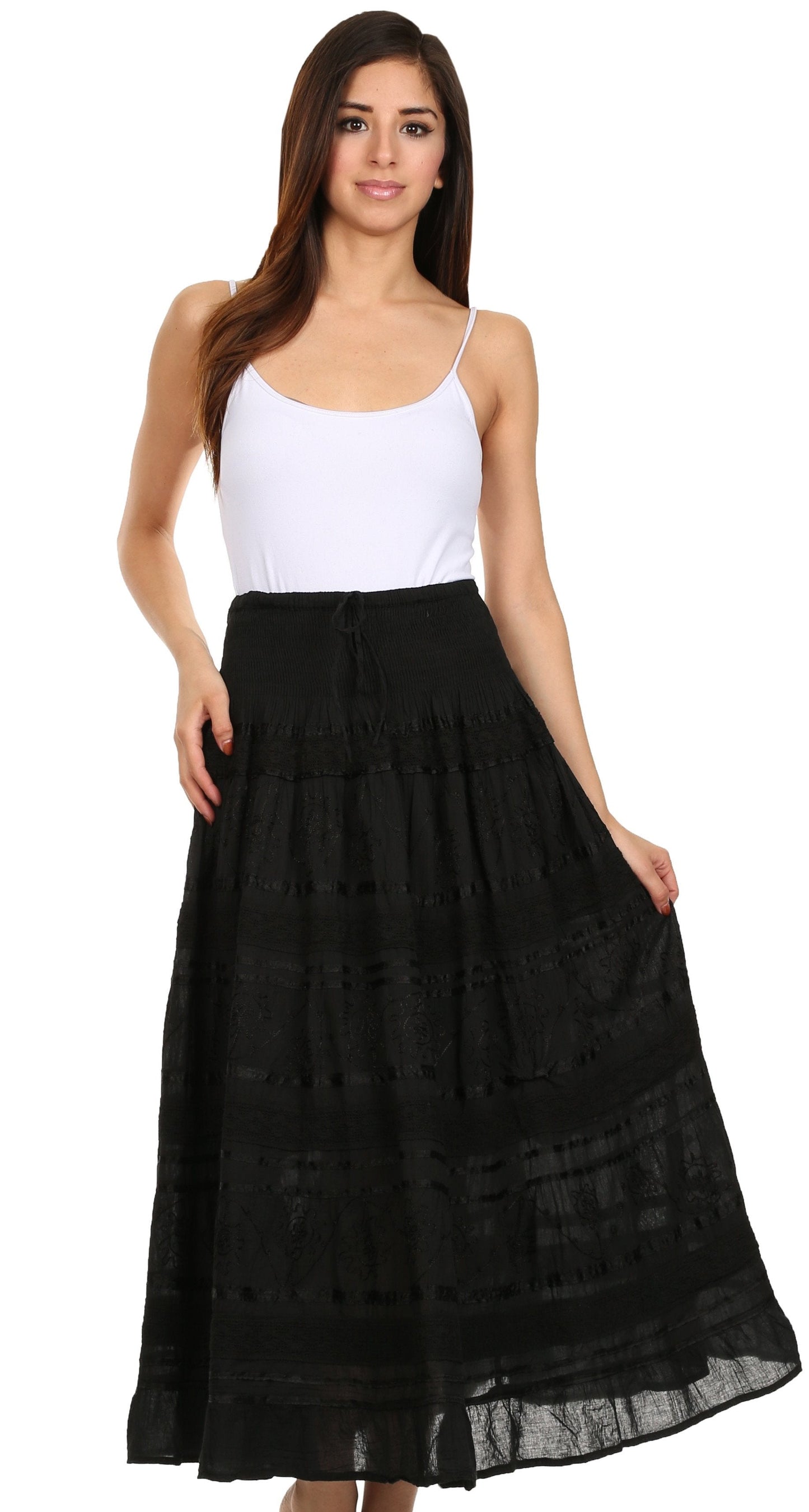 Sakkas Lace and Ribbon Peasant Boho Skirt - Concordia Style Boutique
