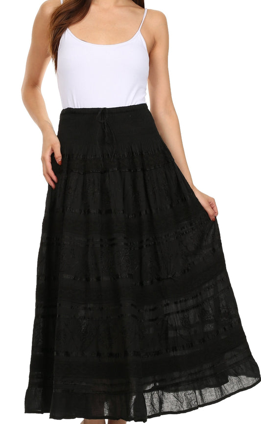 Sakkas Lace and Ribbon Peasant Boho Skirt - Concordia Style Boutique