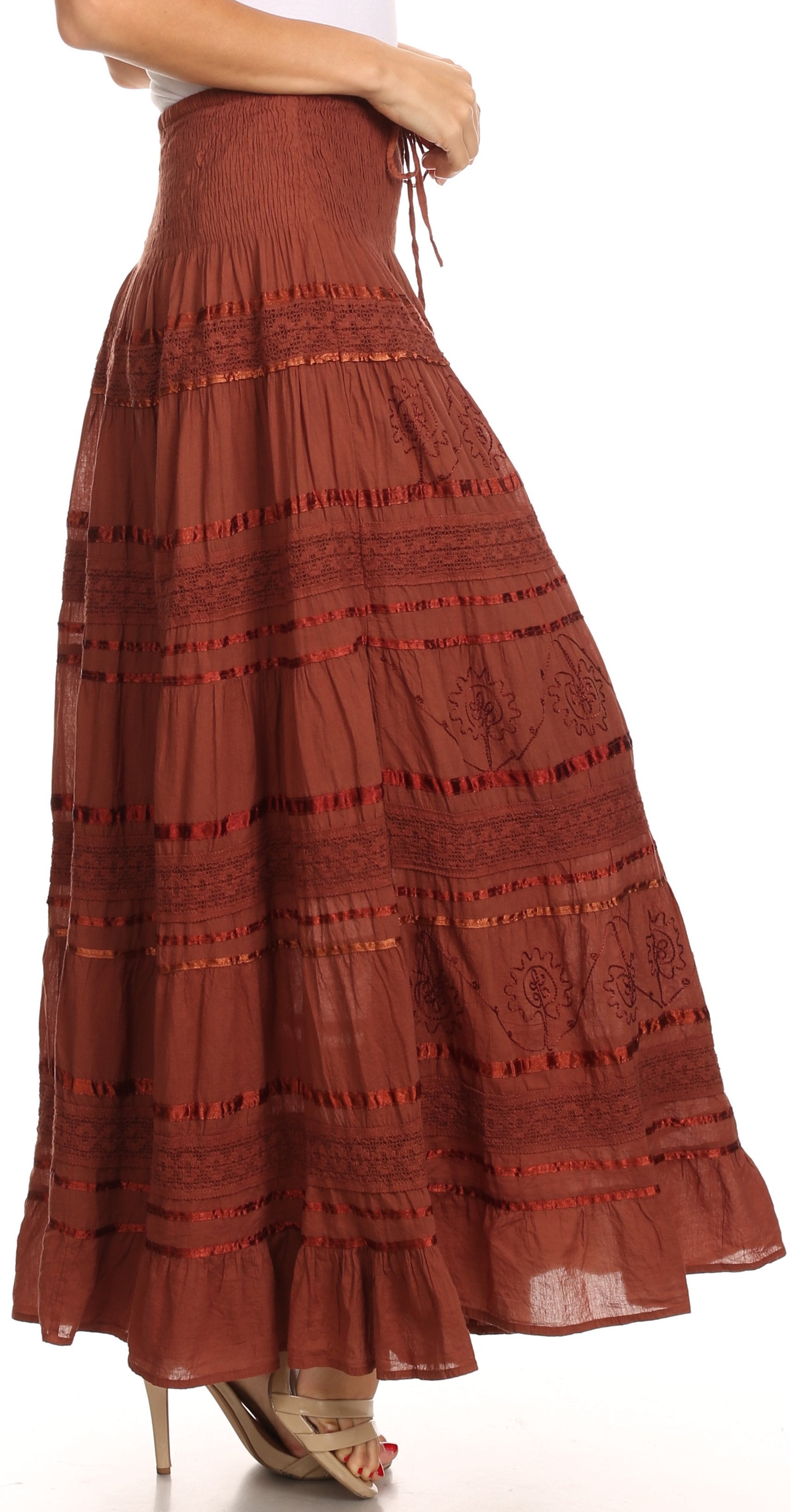 Sakkas Lace and Ribbon Peasant Boho Skirt - Concordia Style Boutique